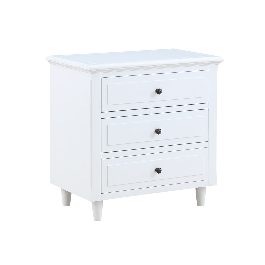 3-Drawer Pine Wood Nightstand in Black