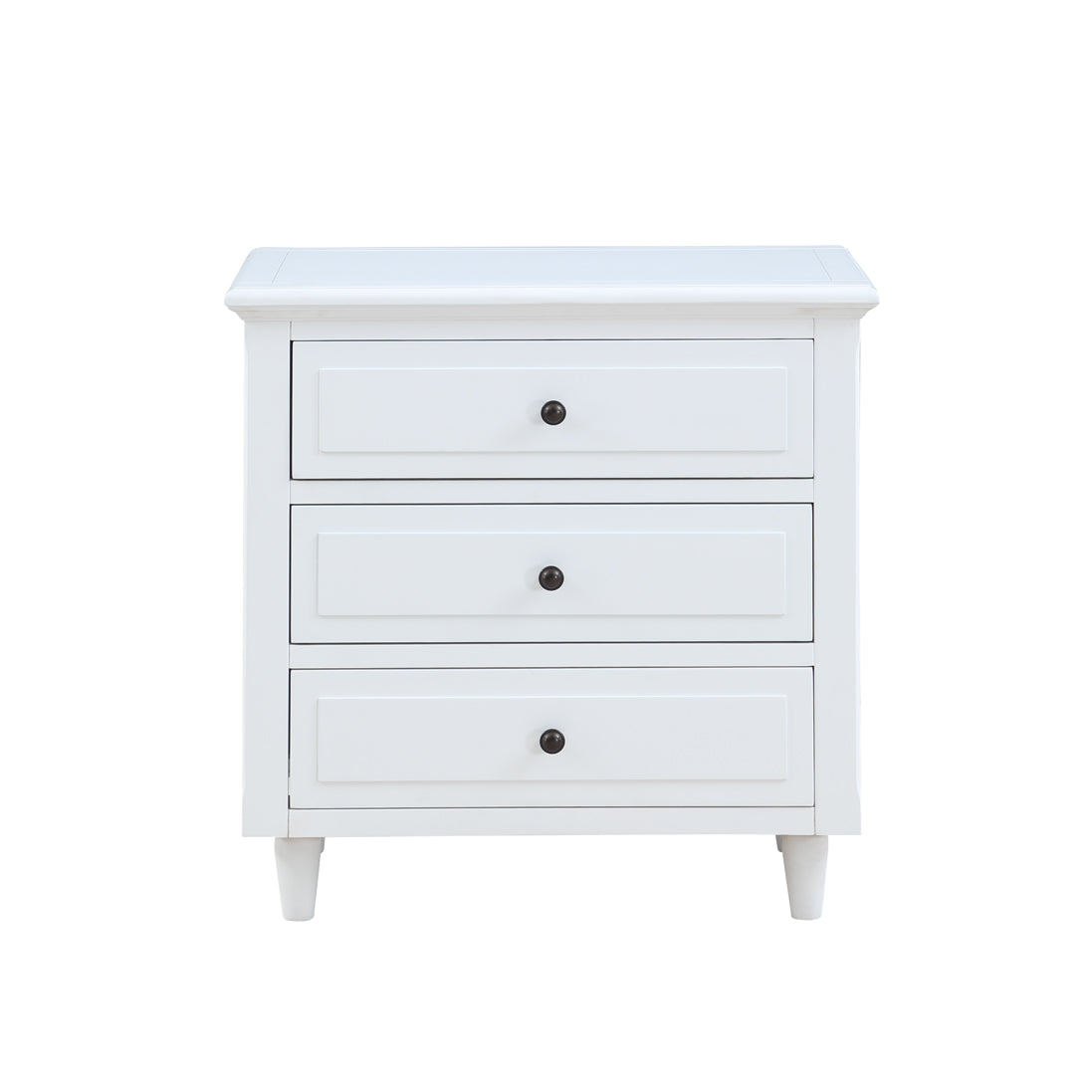 3-Drawer Pine Wood Nightstand in Black