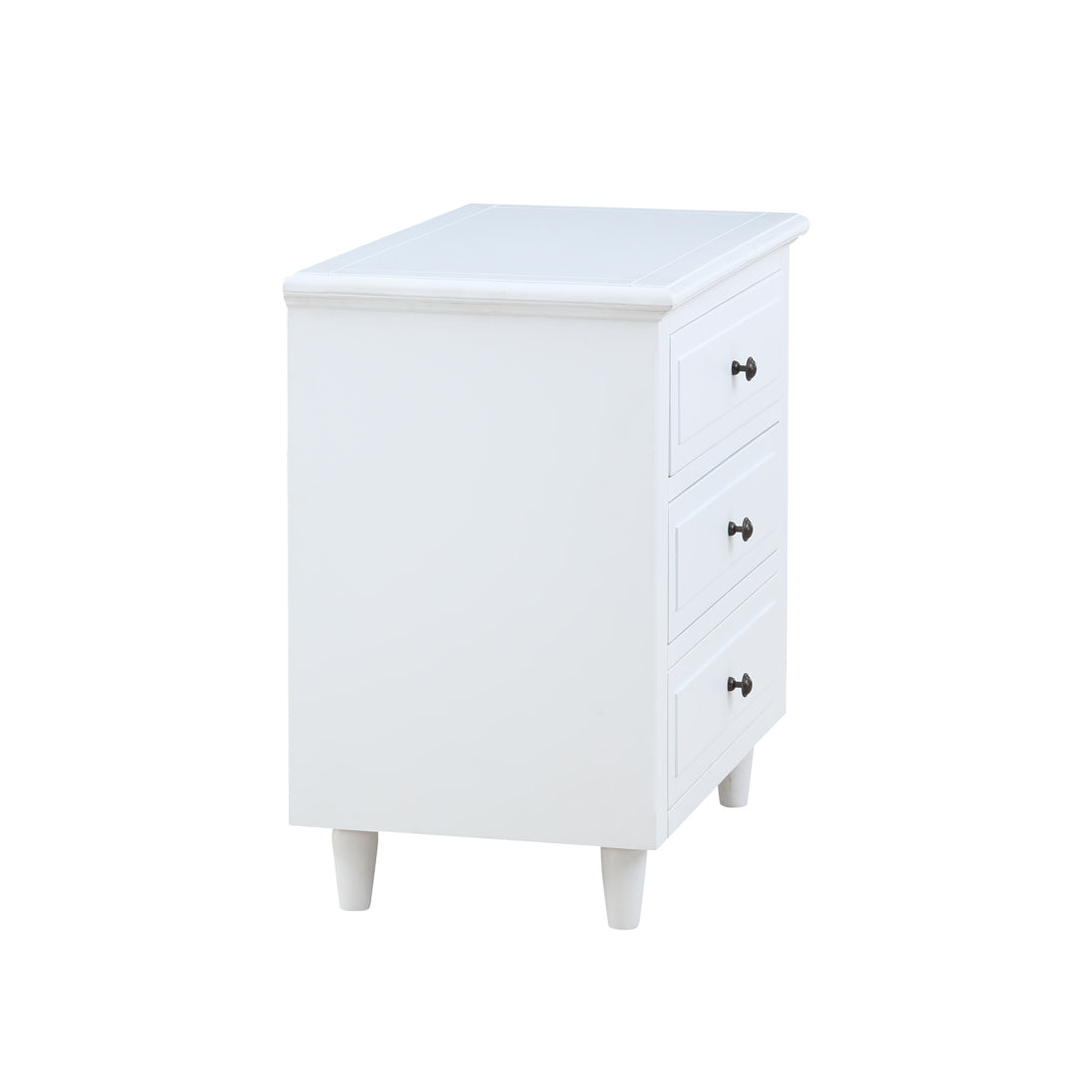 3-Drawer Pine Wood Nightstand in Black