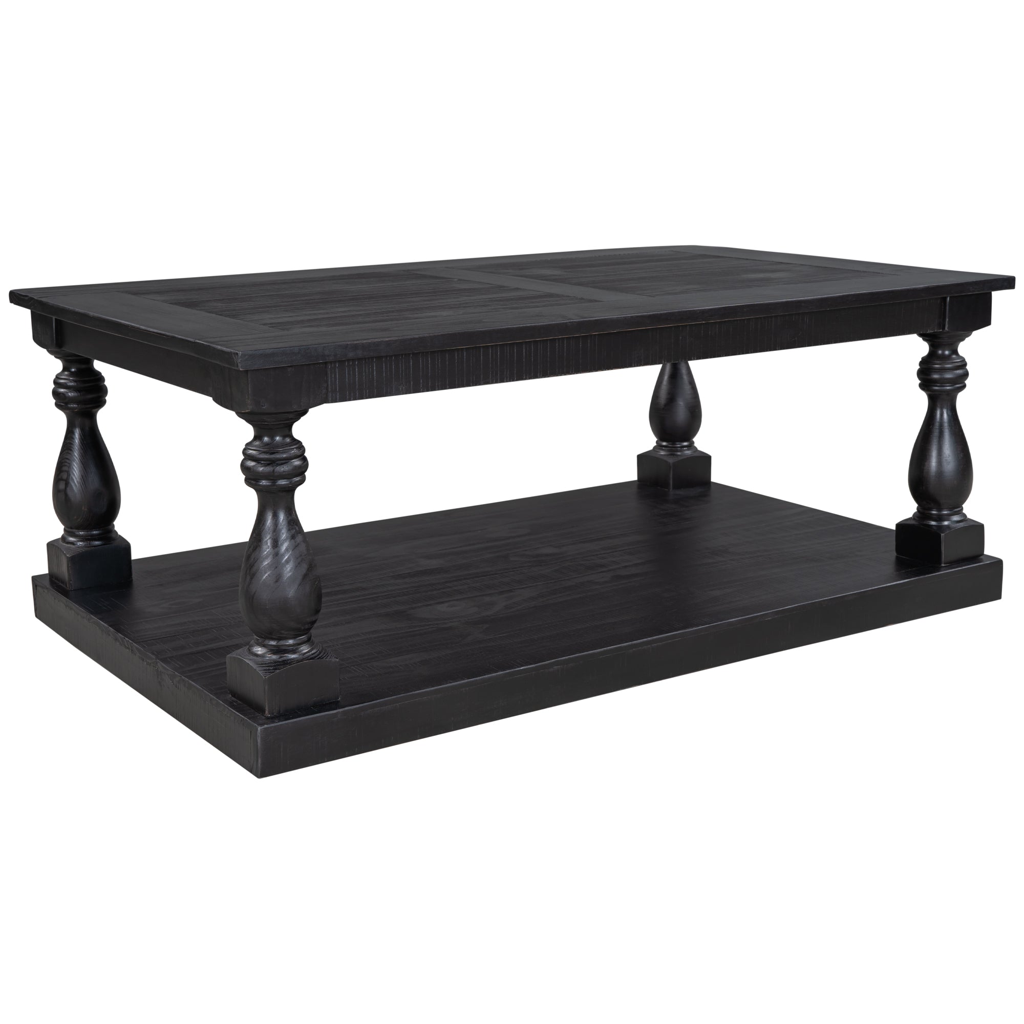 45 Inch Solid Pine Wood Coffee Table with Storage