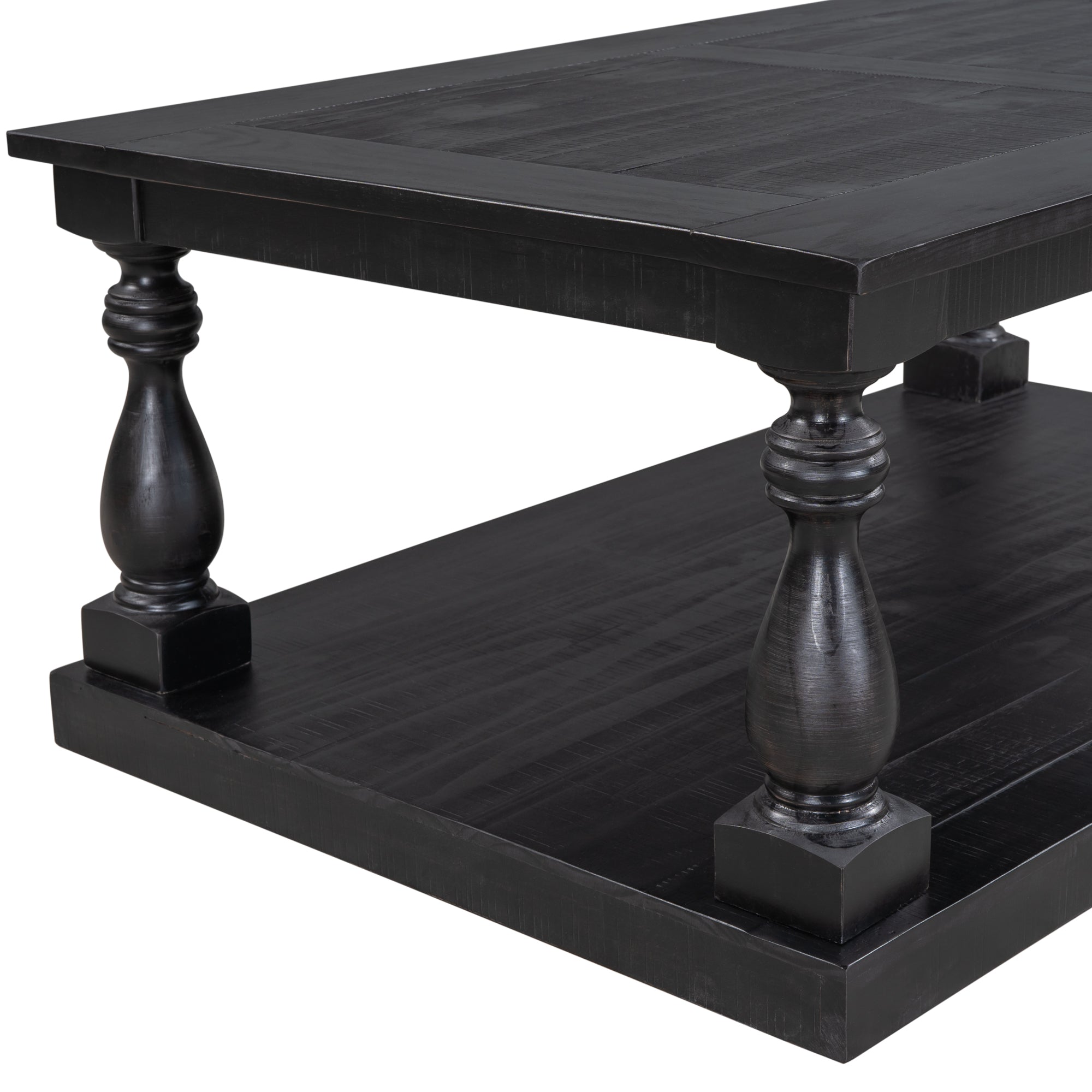45 Inch Solid Pine Wood Coffee Table with Storage