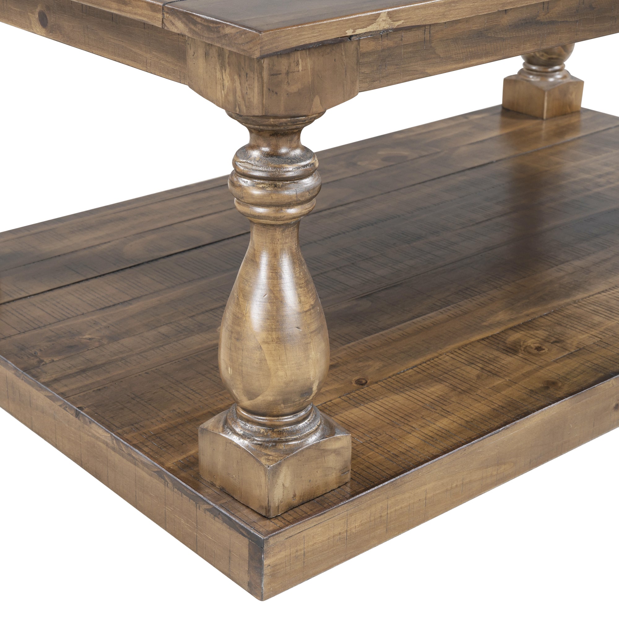 45 Inch Solid Pine Wood Coffee Table with Storage