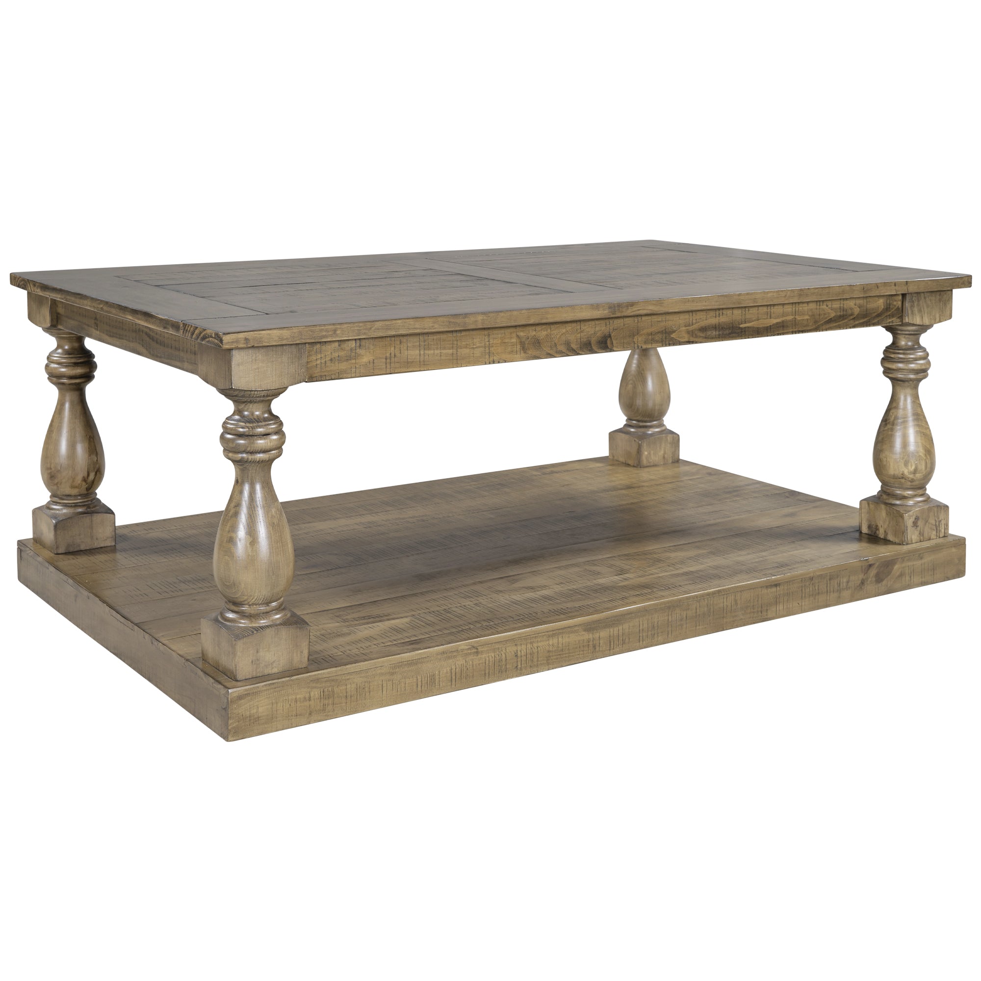 45 Inch Solid Pine Wood Coffee Table with Storage