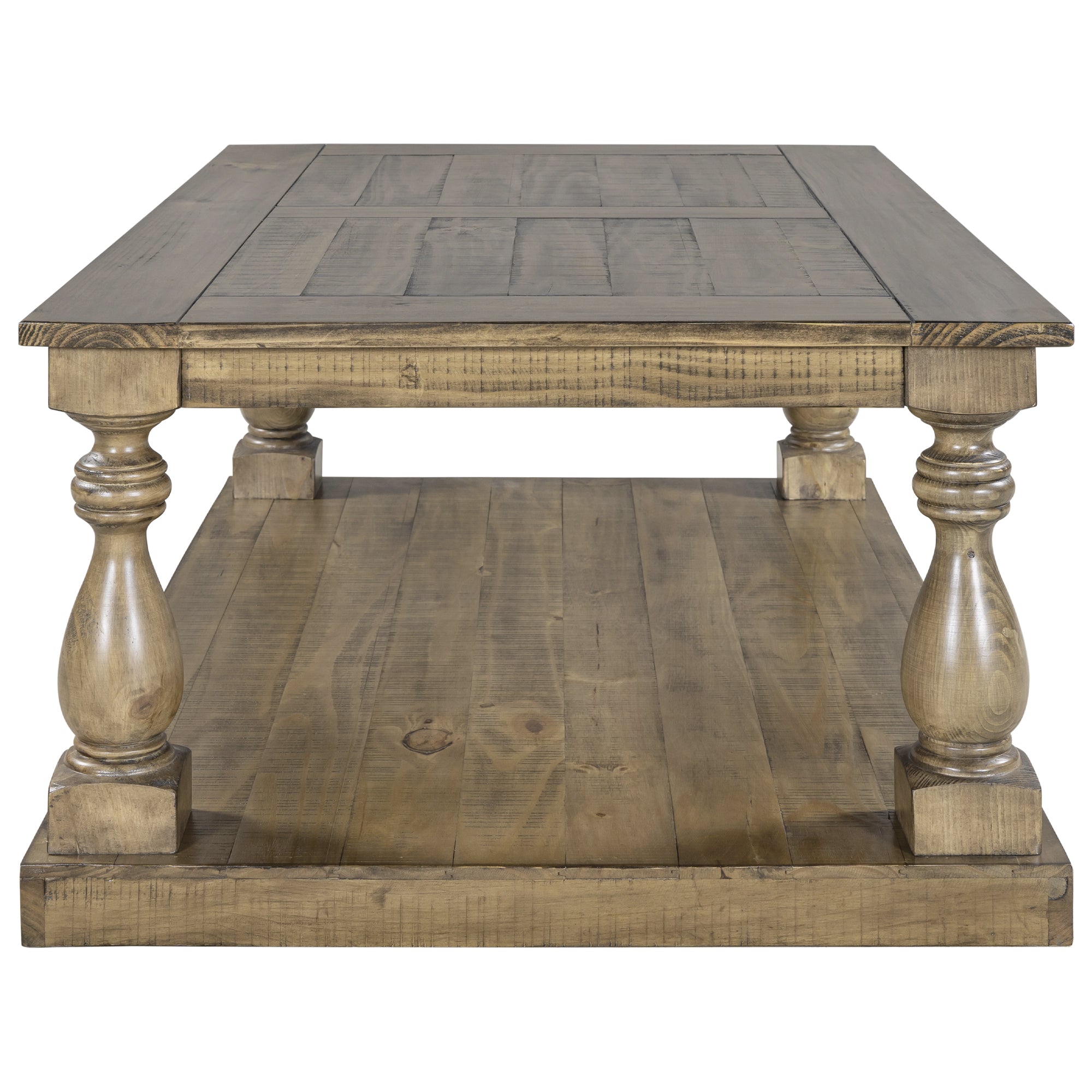 45 Inch Solid Pine Wood Coffee Table with Storage