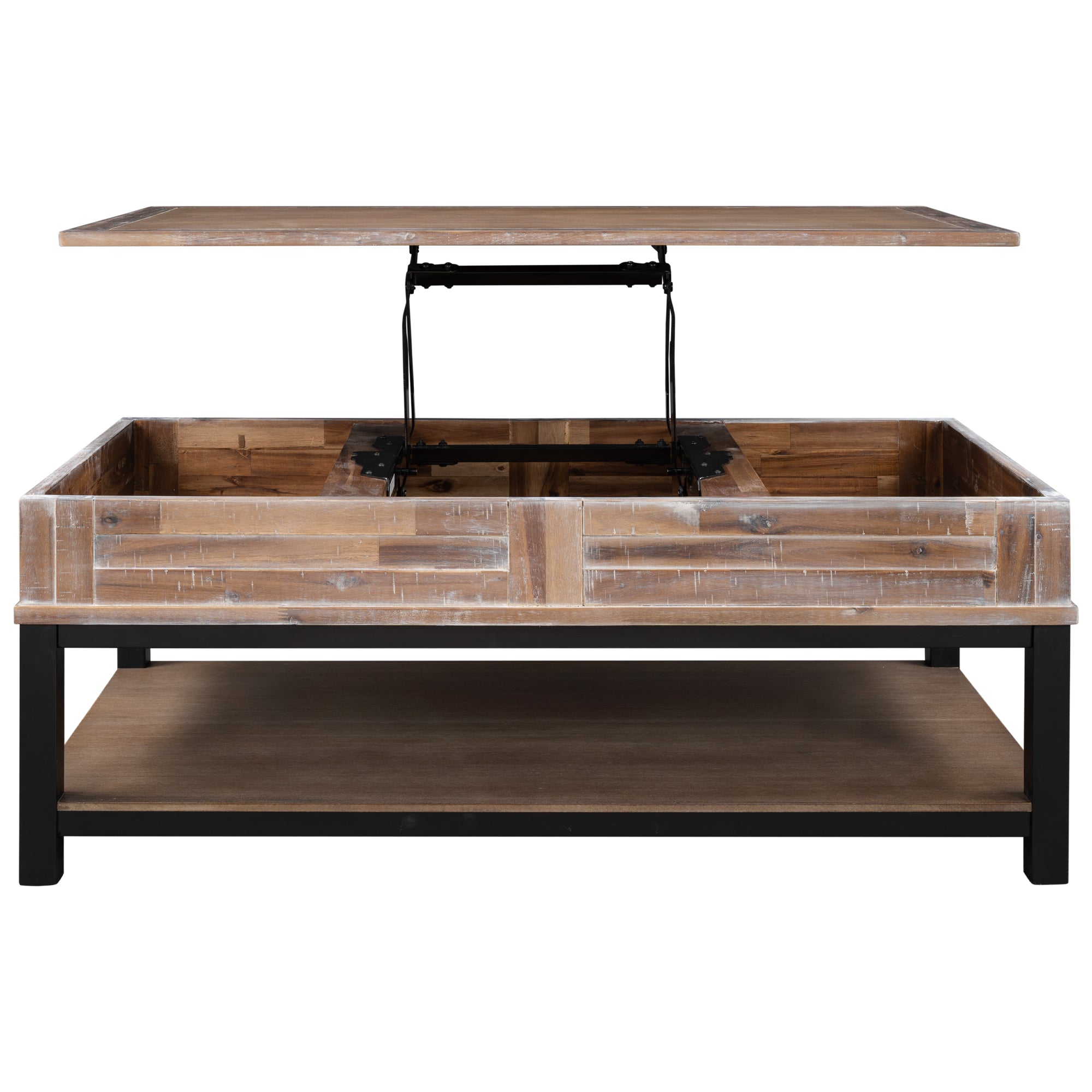 45 Inch MDF Coffee Table with Inner Storage Space and Shelf