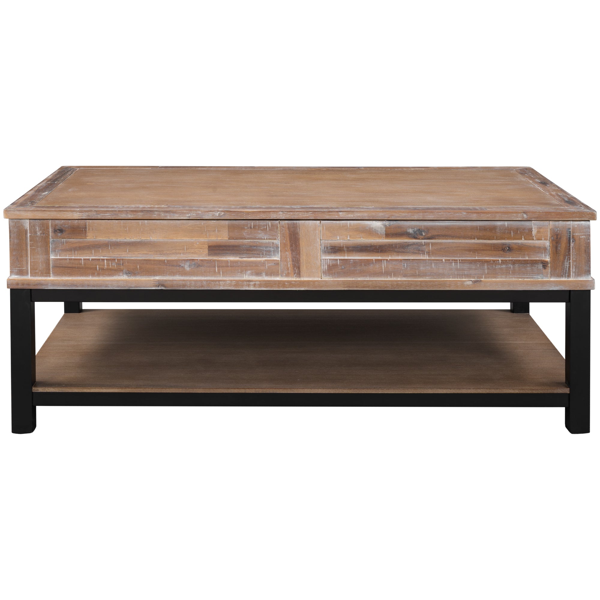 45 Inch MDF Coffee Table with Inner Storage Space and Shelf