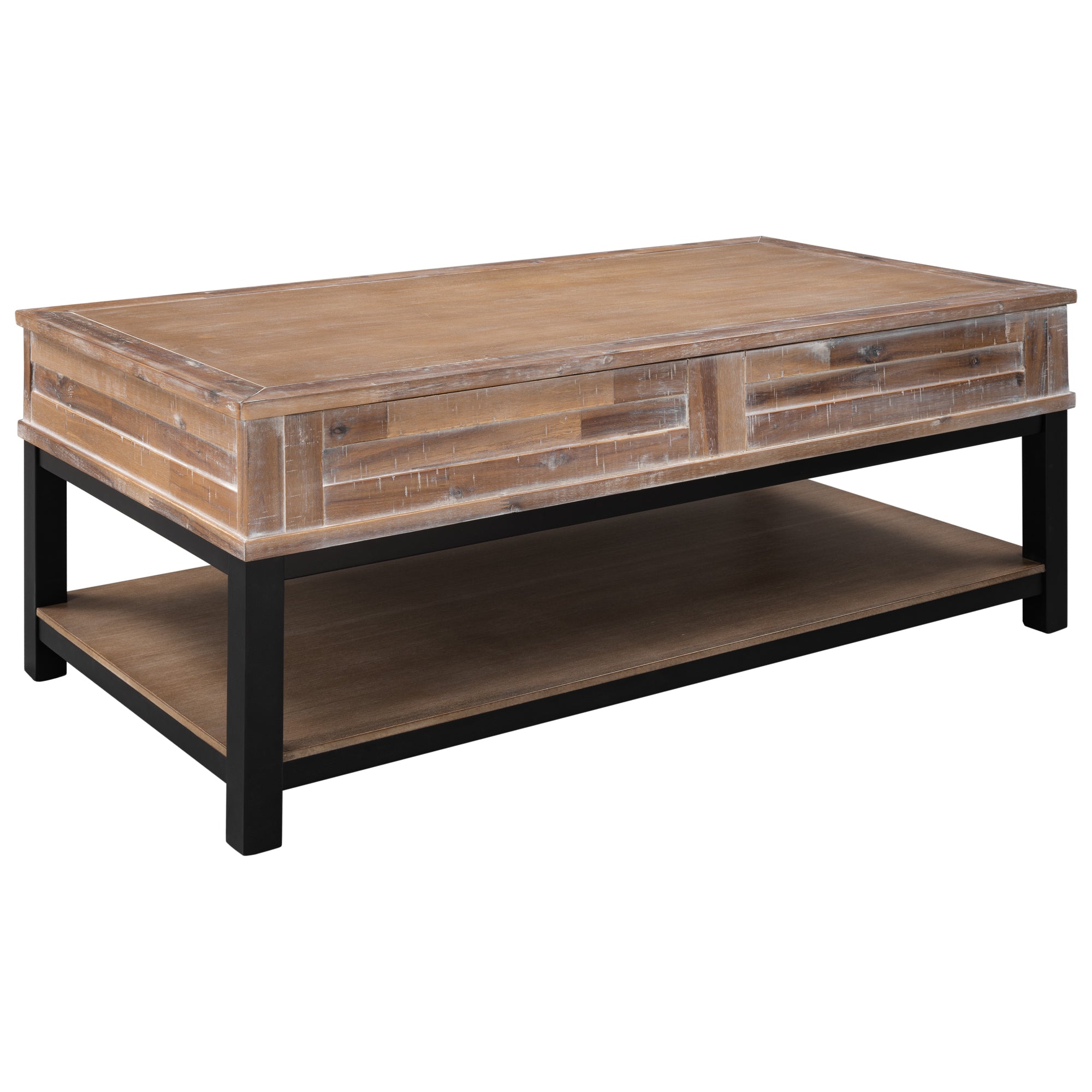 45 Inch MDF Coffee Table with Inner Storage Space and Shelf