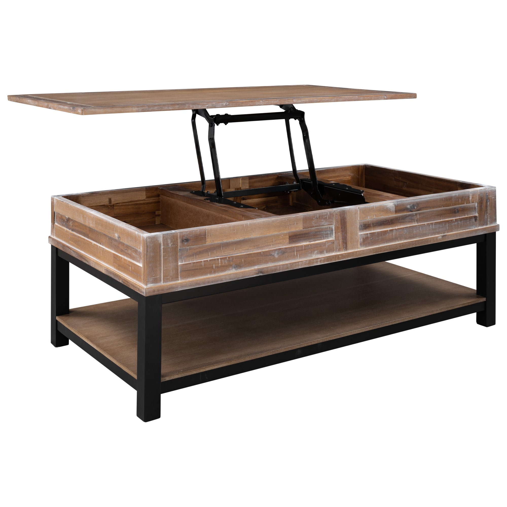 45 Inch MDF Coffee Table with Inner Storage Space and Shelf