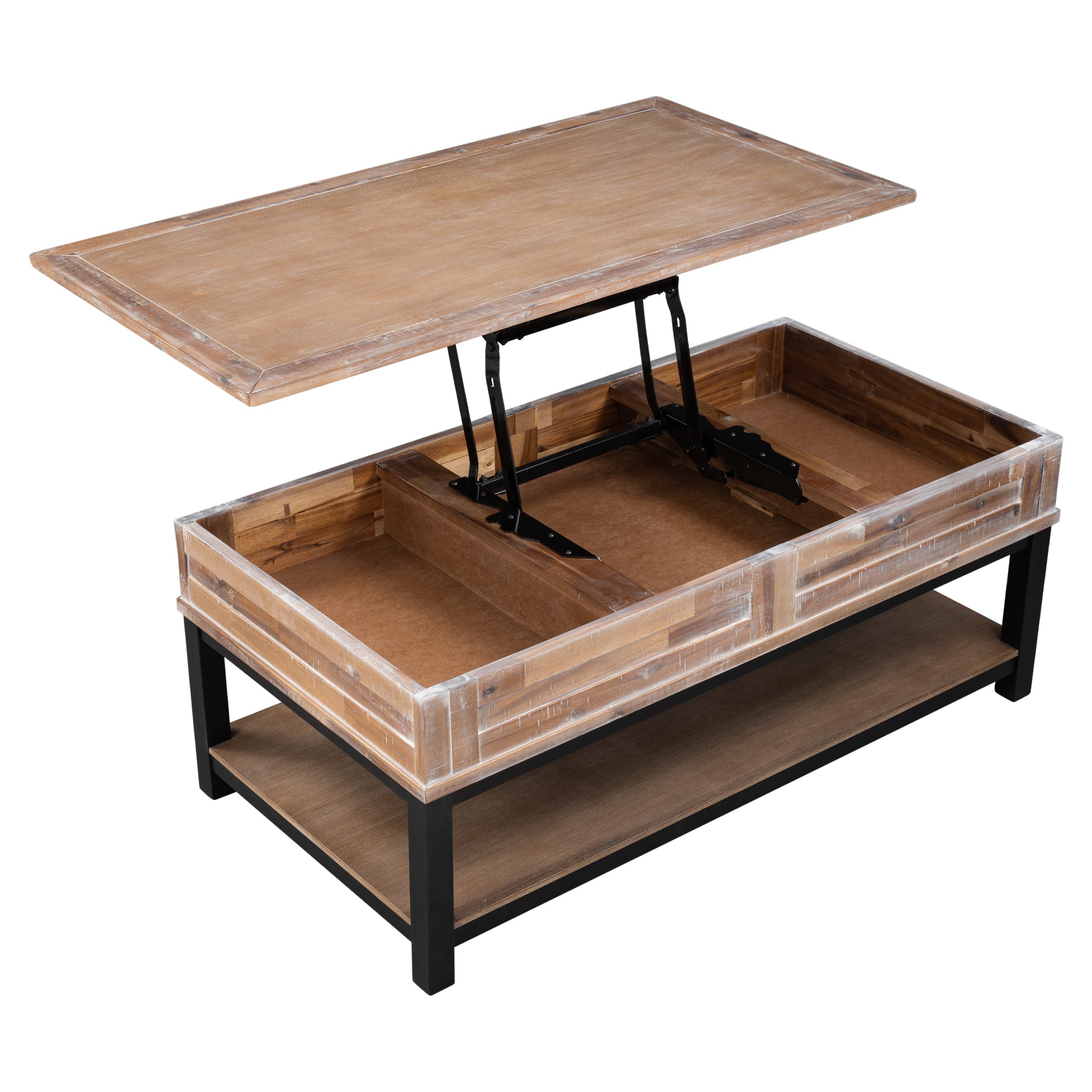 45 Inch MDF Coffee Table with Inner Storage Space and Shelf