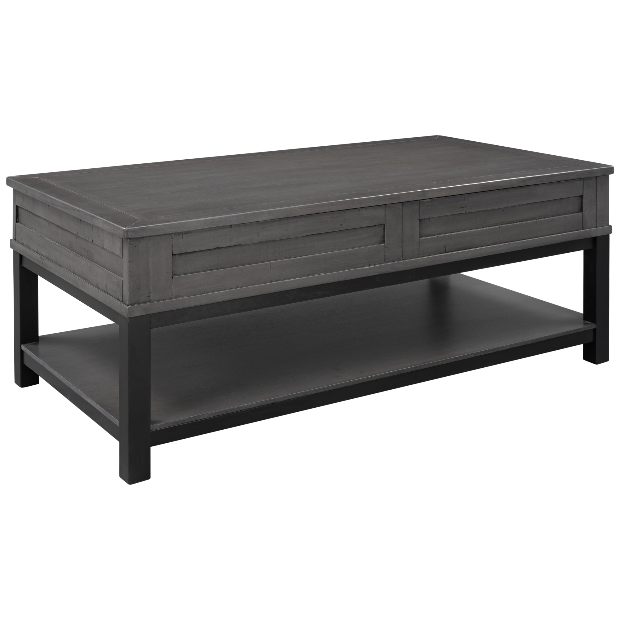 45 Inch MDF Coffee Table with Inner Storage Space and Shelf