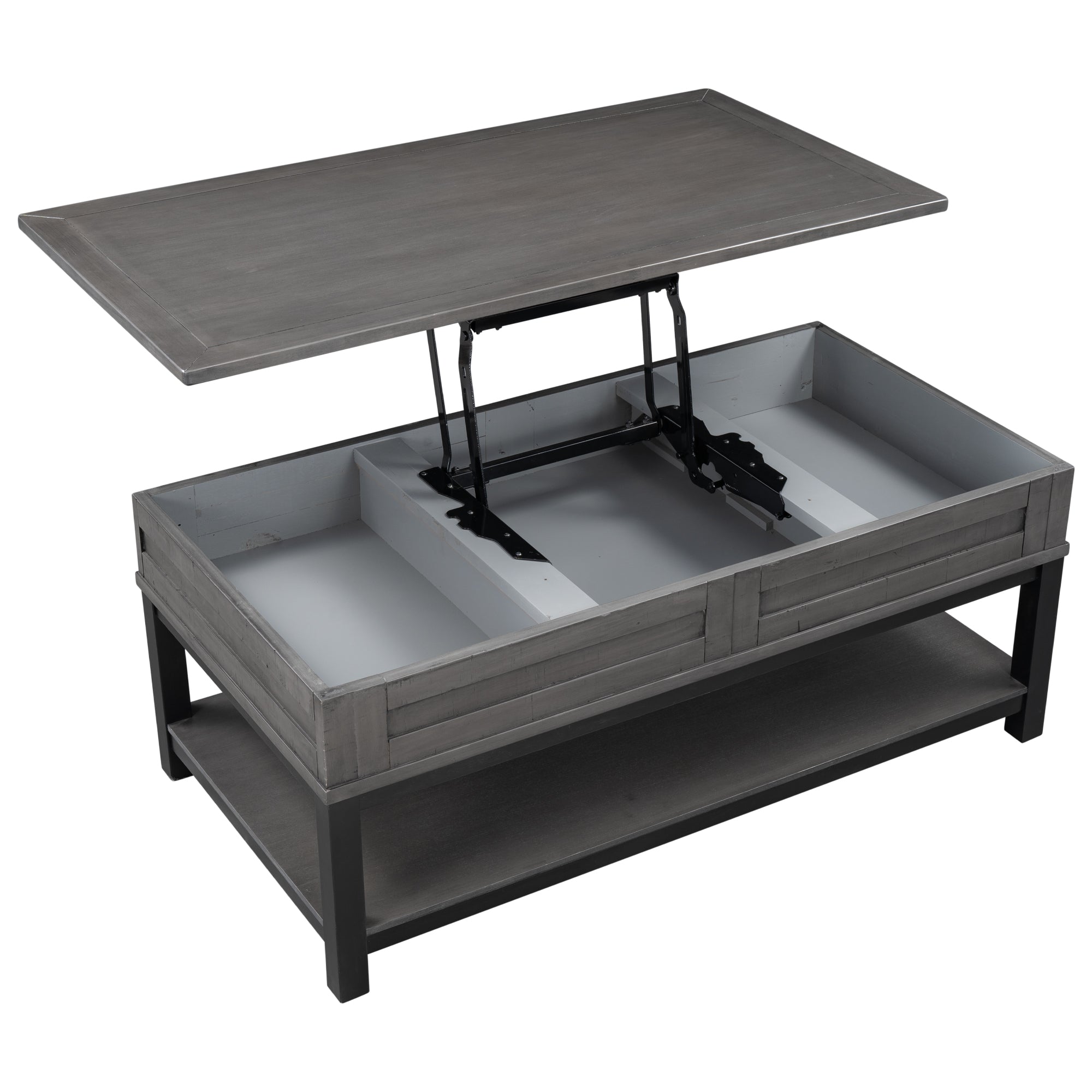 45 Inch MDF Coffee Table with Inner Storage Space and Shelf
