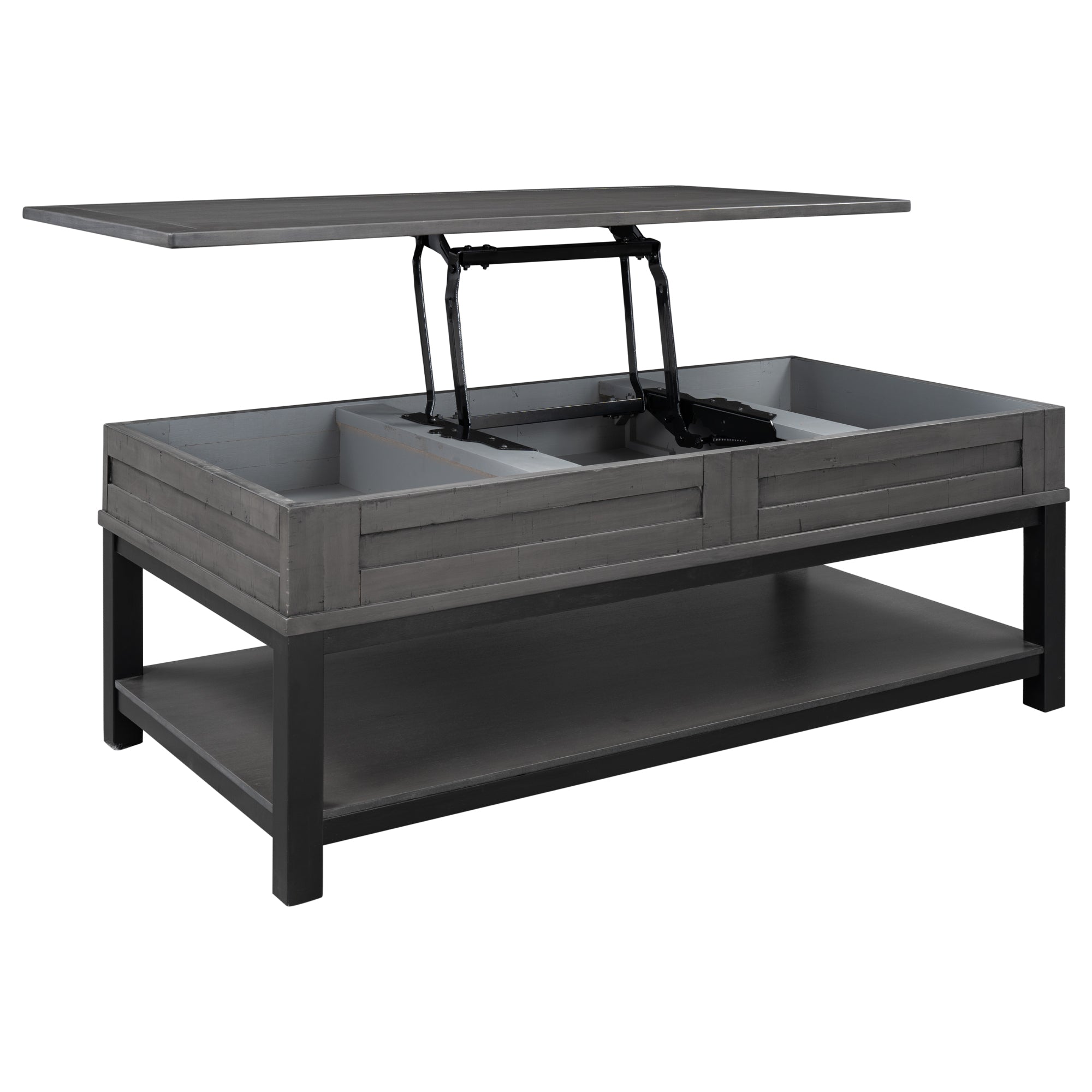 45 Inch MDF Coffee Table with Inner Storage Space and Shelf