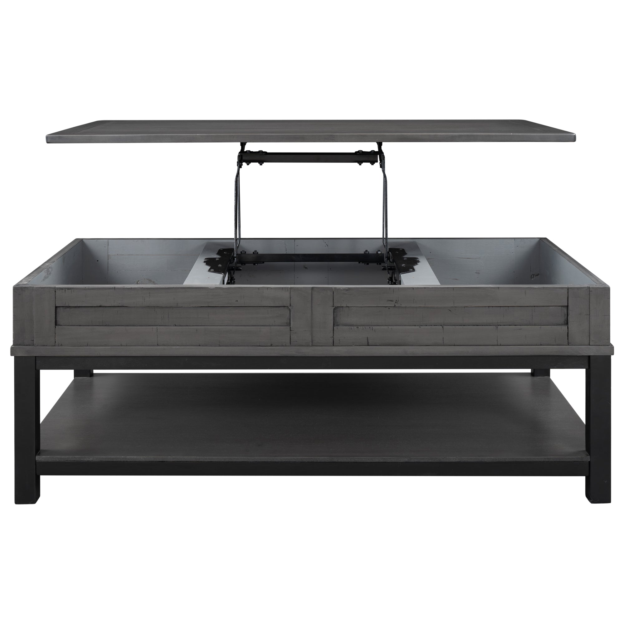 45 Inch MDF Coffee Table with Inner Storage Space and Shelf