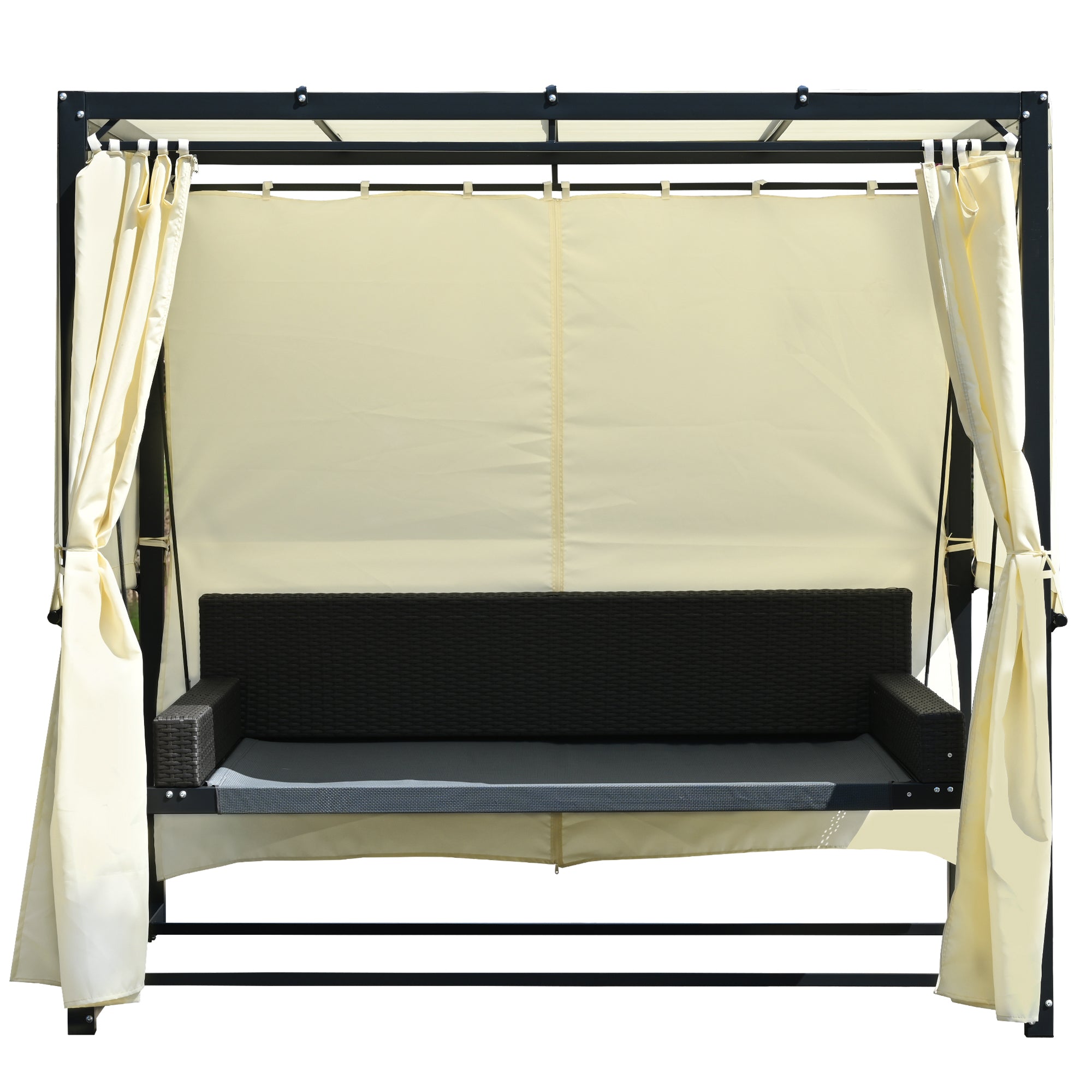 2-3 People Outdoor Swing Bed and Adjustable Curtains