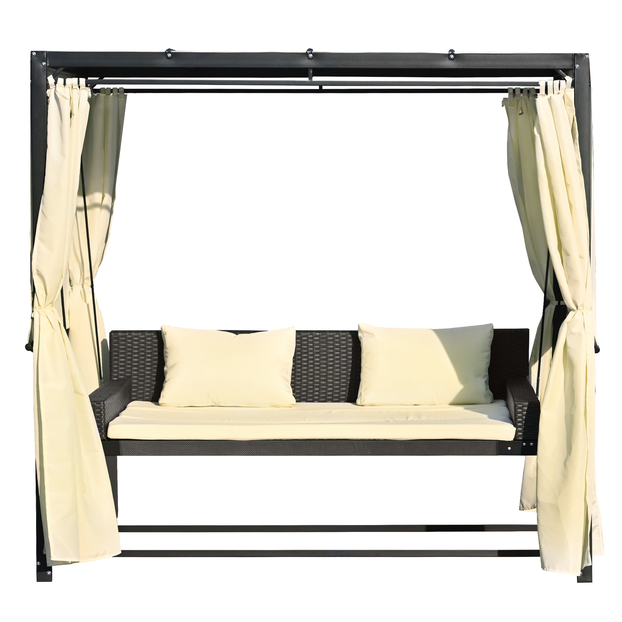 2-3 People Outdoor Swing Bed and Adjustable Curtains