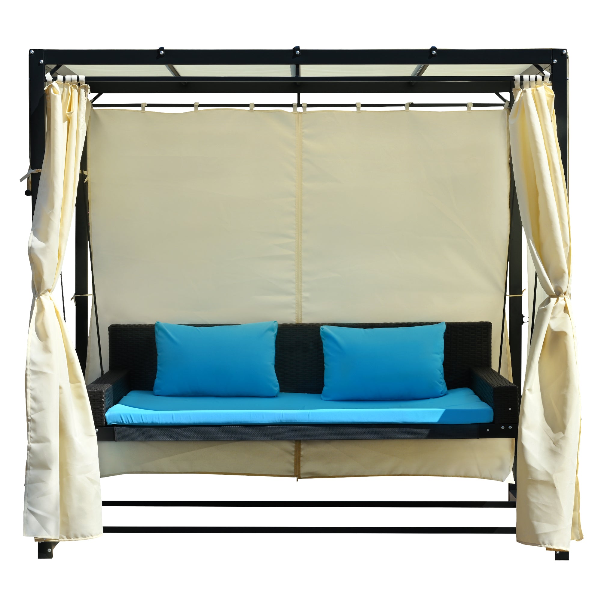 2-3 People Outdoor Swing Bed and Adjustable Curtains