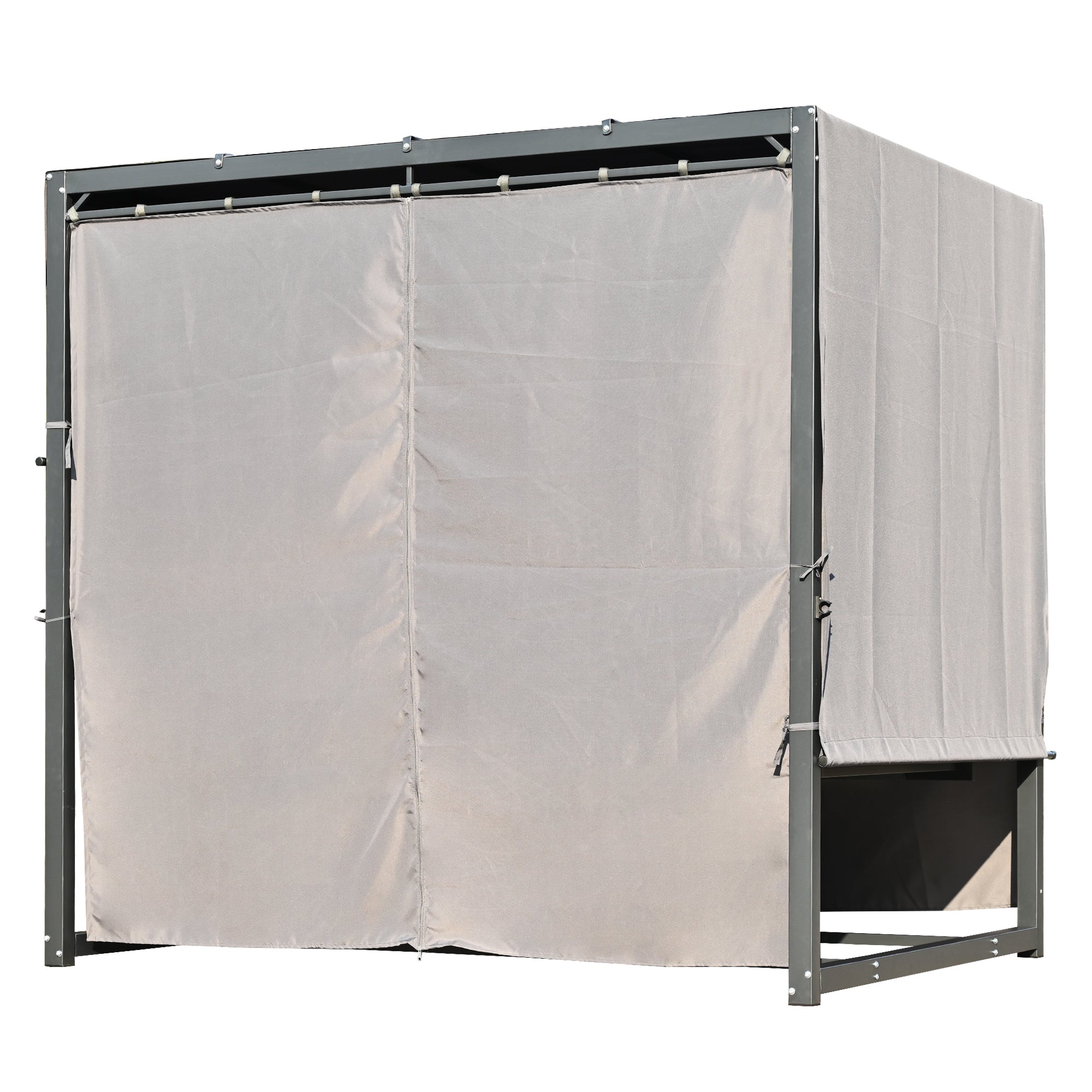 2-3 People Outdoor Swing Bed and Adjustable Curtains