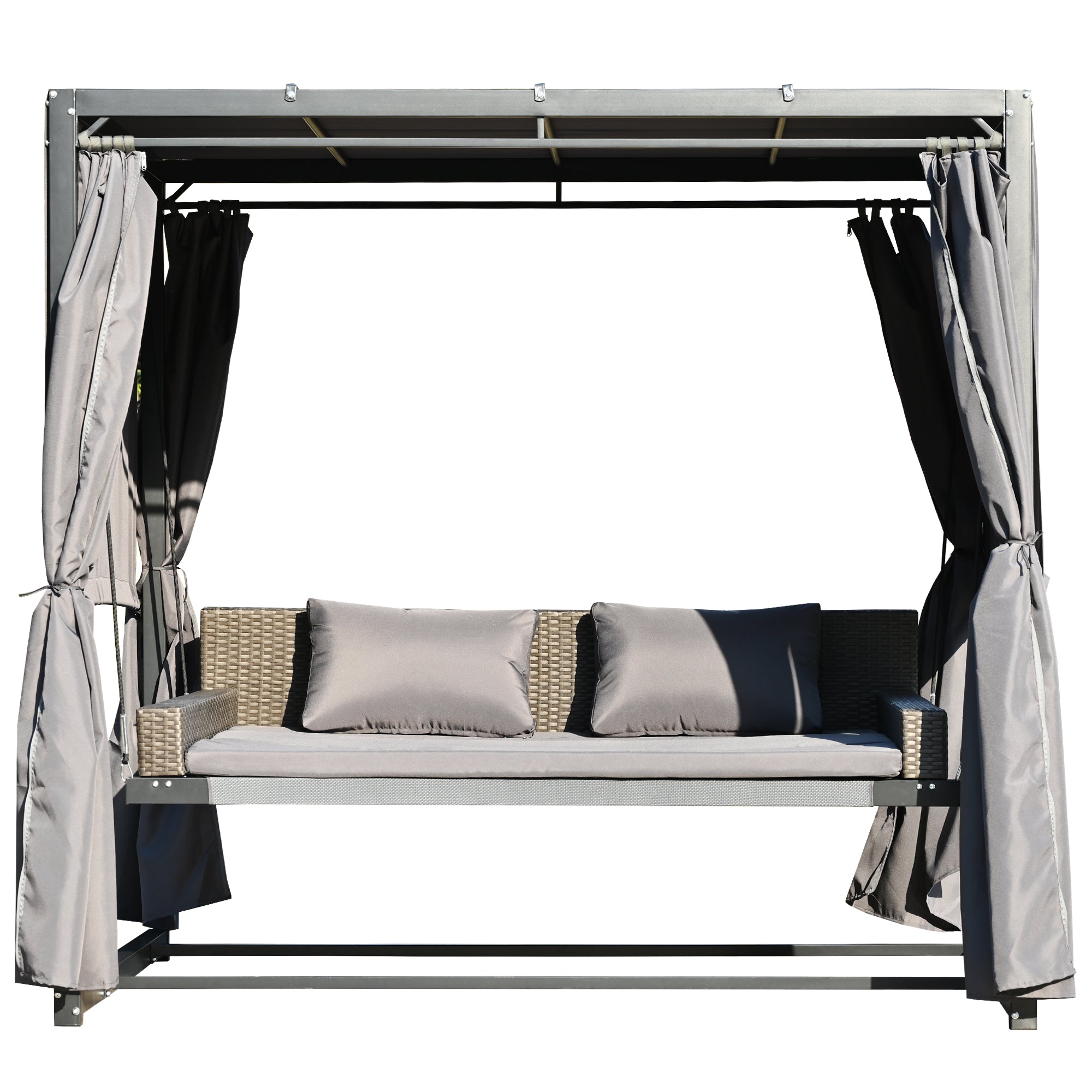 2-3 People Outdoor Swing Bed and Adjustable Curtains