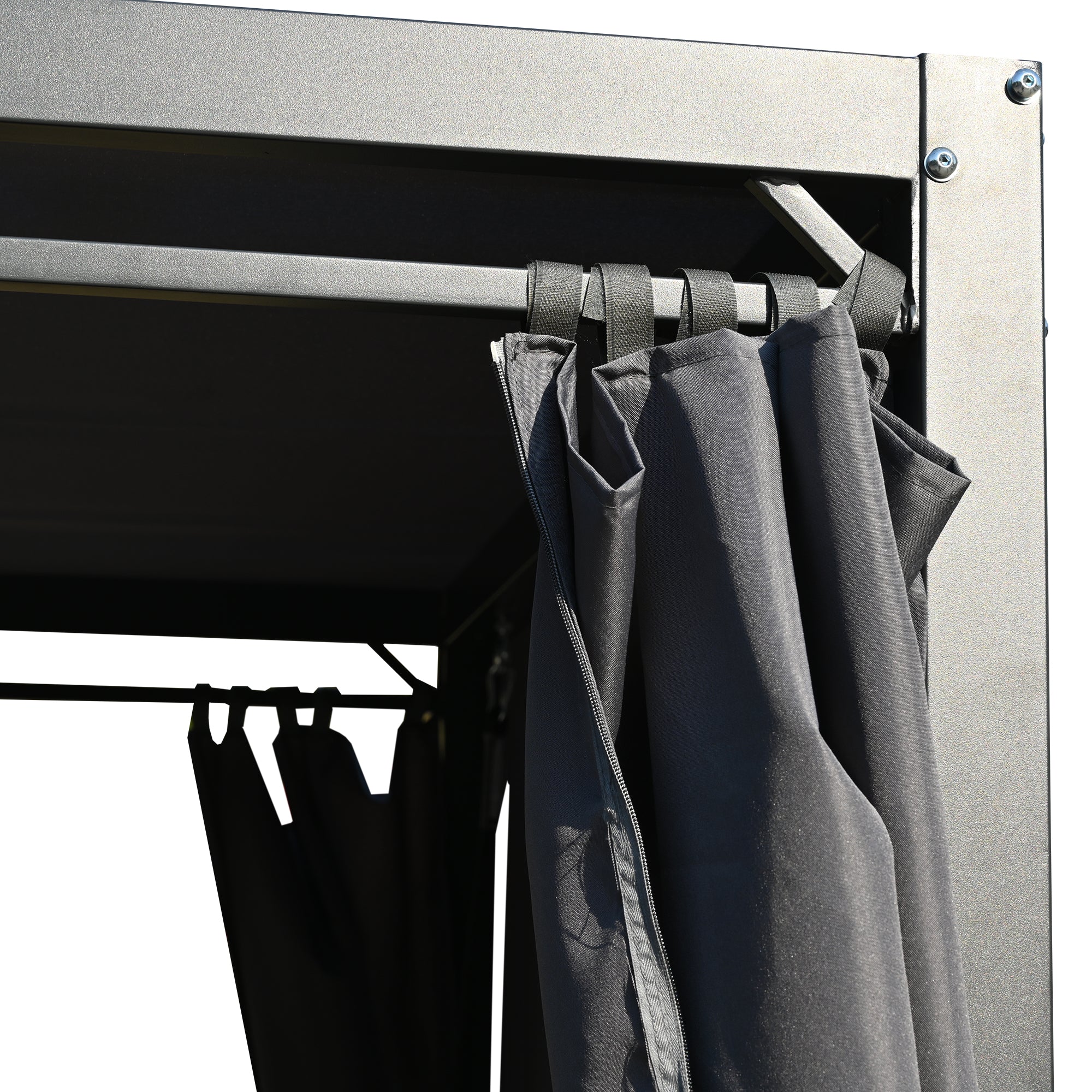 2-3 People Outdoor Swing Bed and Adjustable Curtains