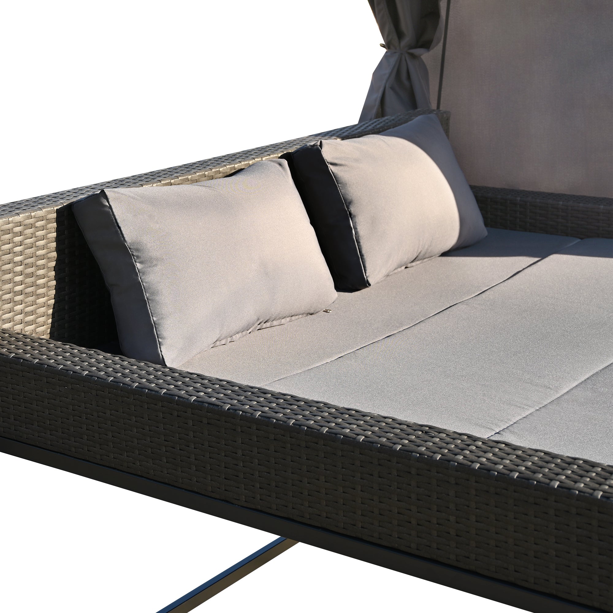 2-3 People Outdoor Swing Bed and Adjustable Curtains