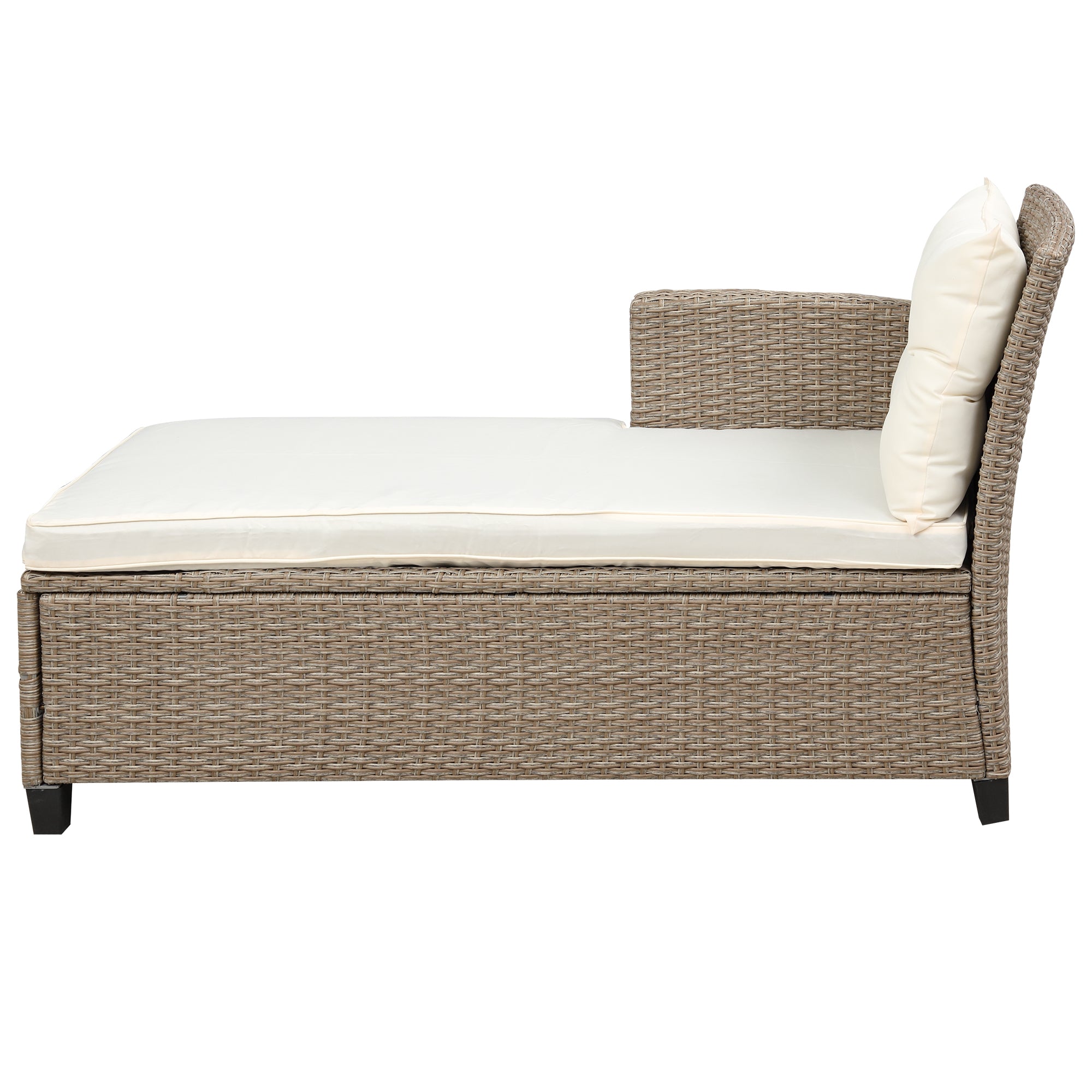 4-Piece Outdoor Rattan Reversible Patio Sectional Sofa with Seat Cushions