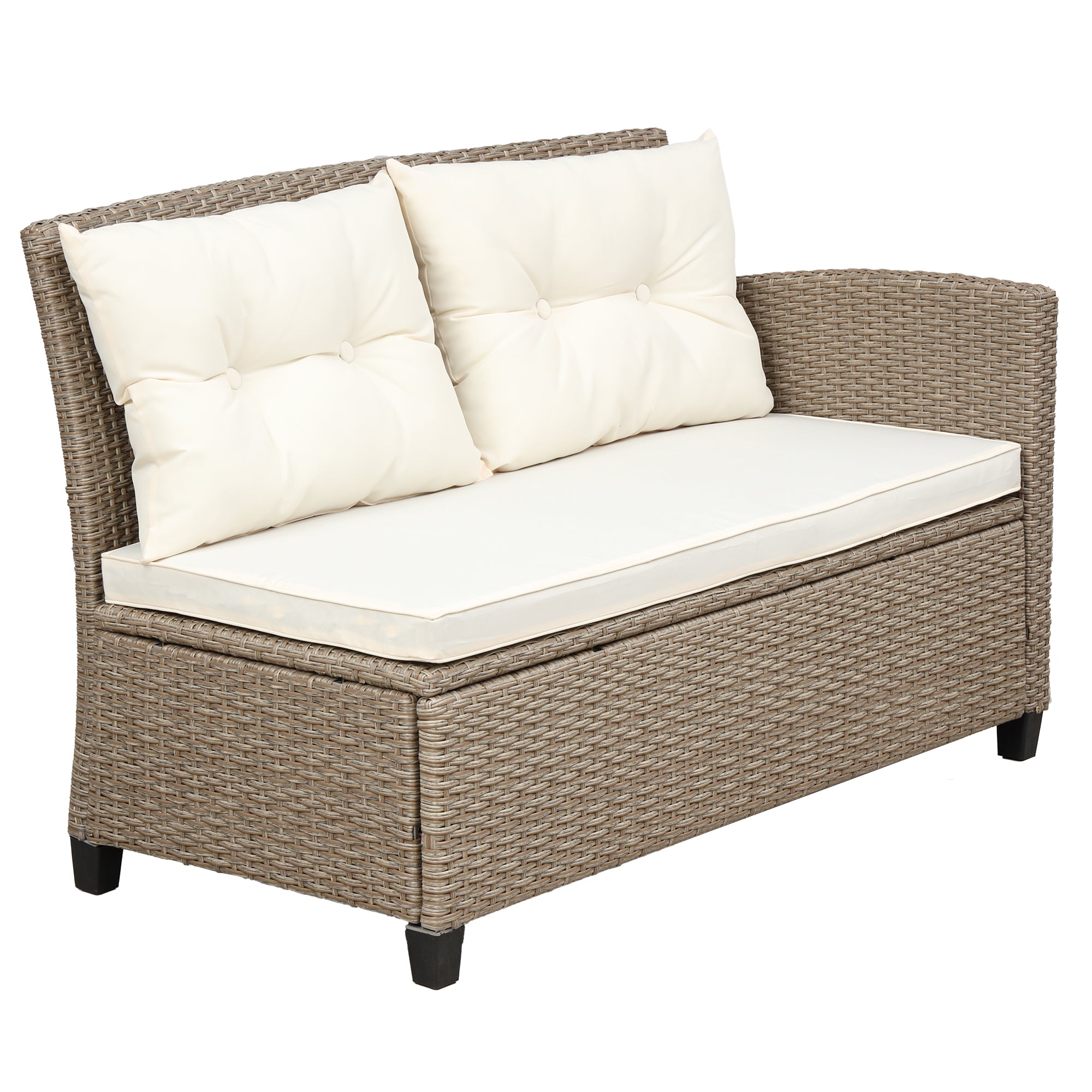 4-Piece Outdoor Rattan Reversible Patio Sectional Sofa with Seat Cushions