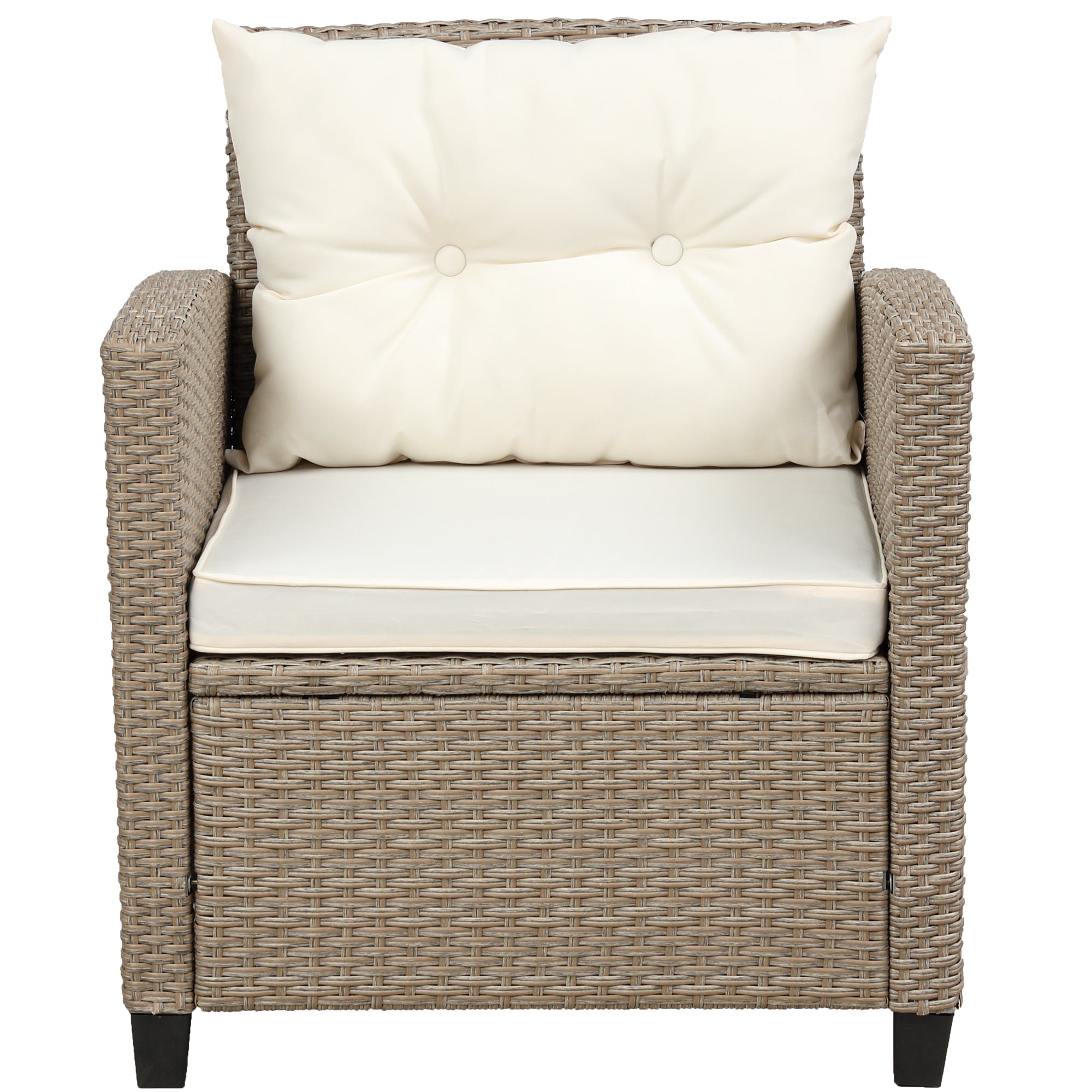 4-Piece Outdoor Rattan Reversible Patio Sectional Sofa with Seat Cushions