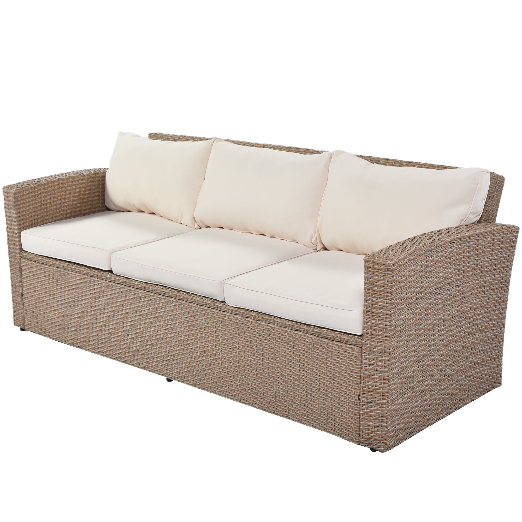4 Piece Outdoor Rattan Reversible Paito Sofa with Cushions