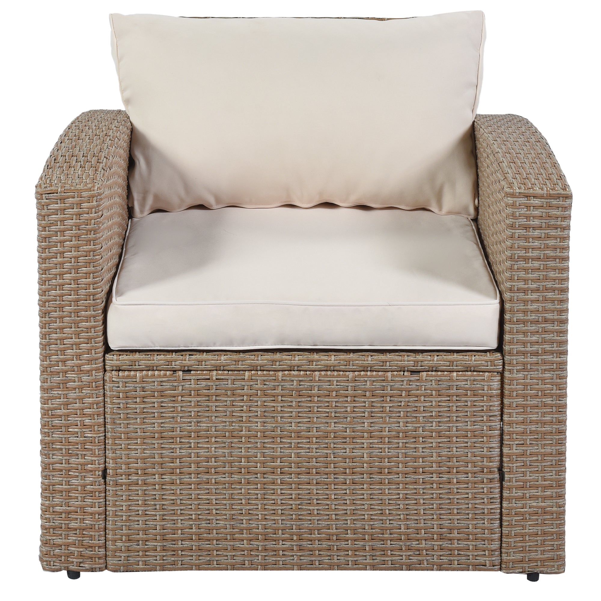 4 Piece Outdoor Rattan Reversible Paito Sofa with Cushions