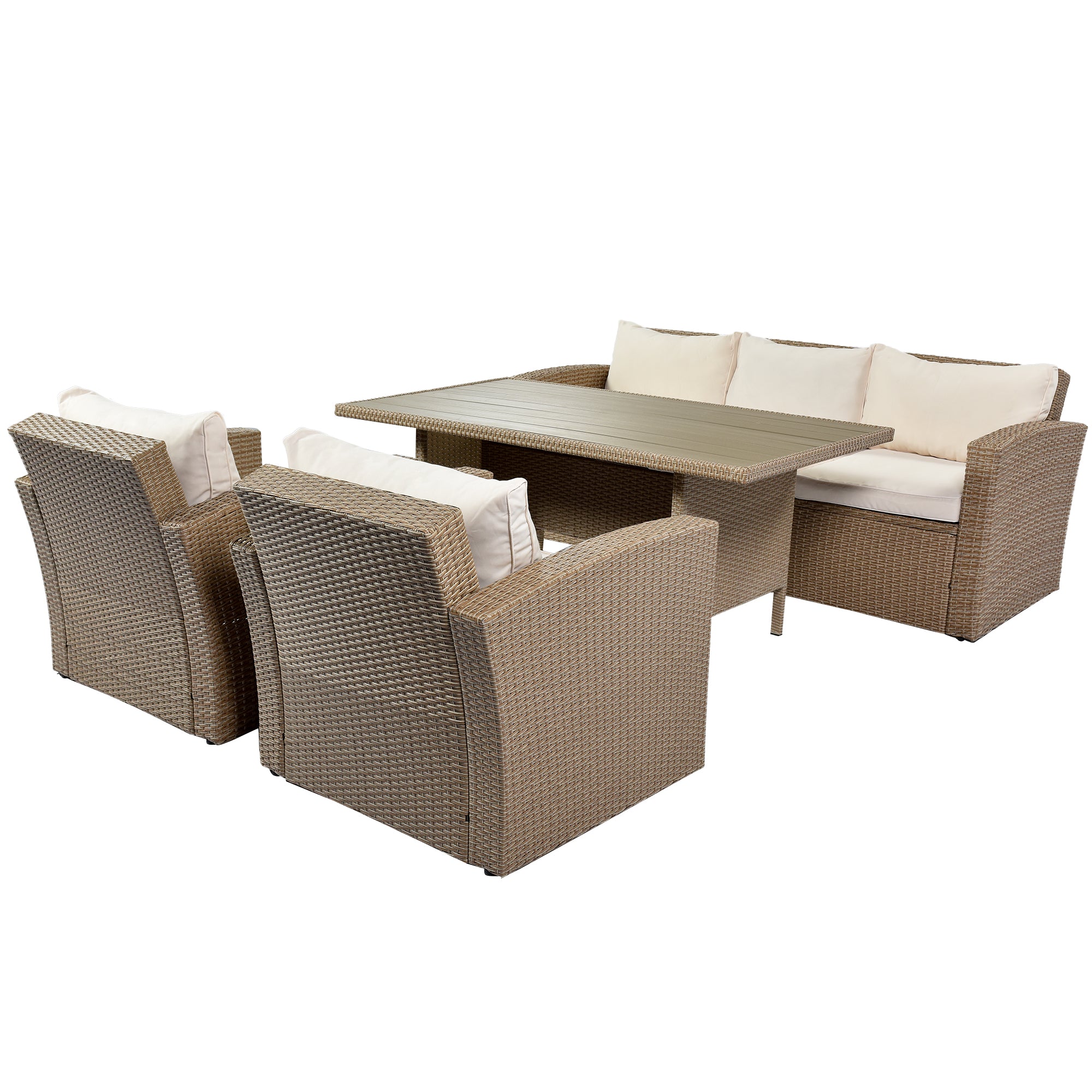 4 Piece Outdoor Rattan Reversible Paito Sofa with Cushions
