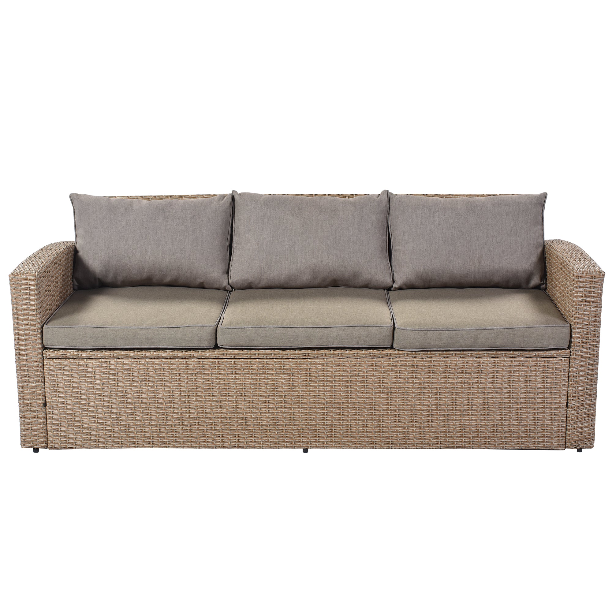 4 Piece Outdoor Rattan Reversible Paito Sofa with Cushions