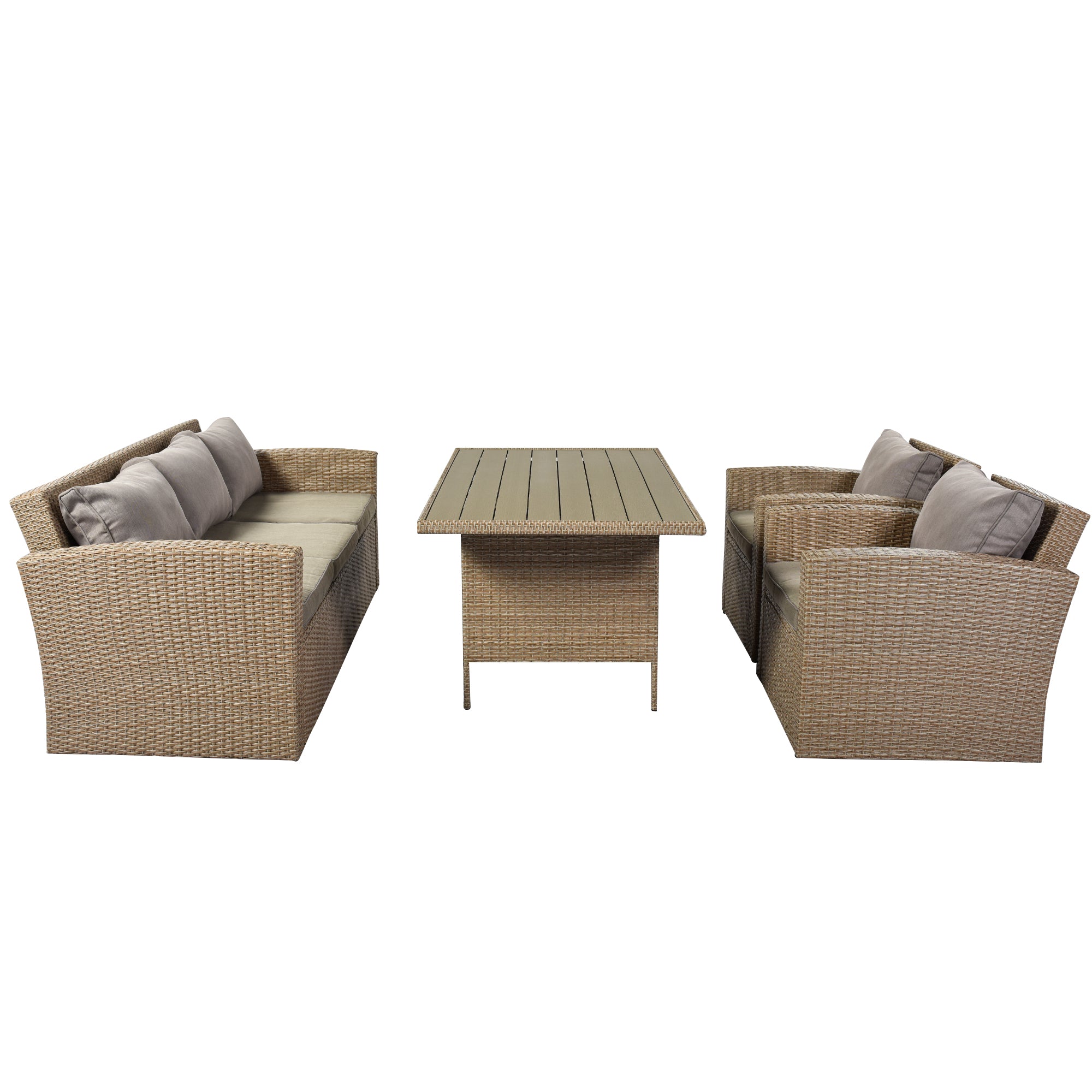 4 Piece Outdoor Rattan Reversible Paito Sofa with Cushions