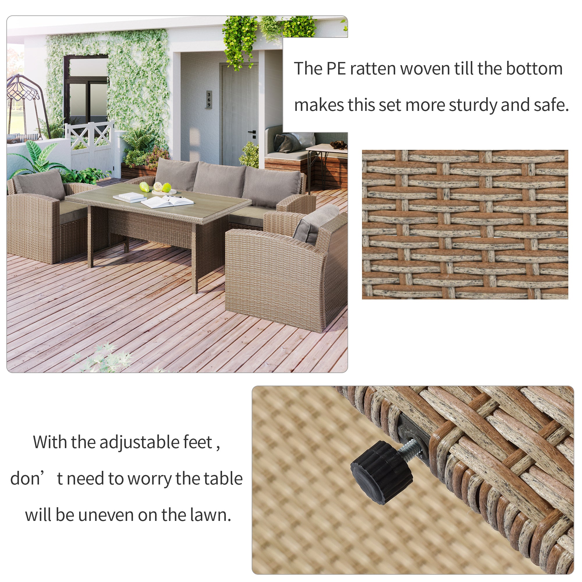 4 Piece Outdoor Rattan Reversible Paito Sofa with Cushions