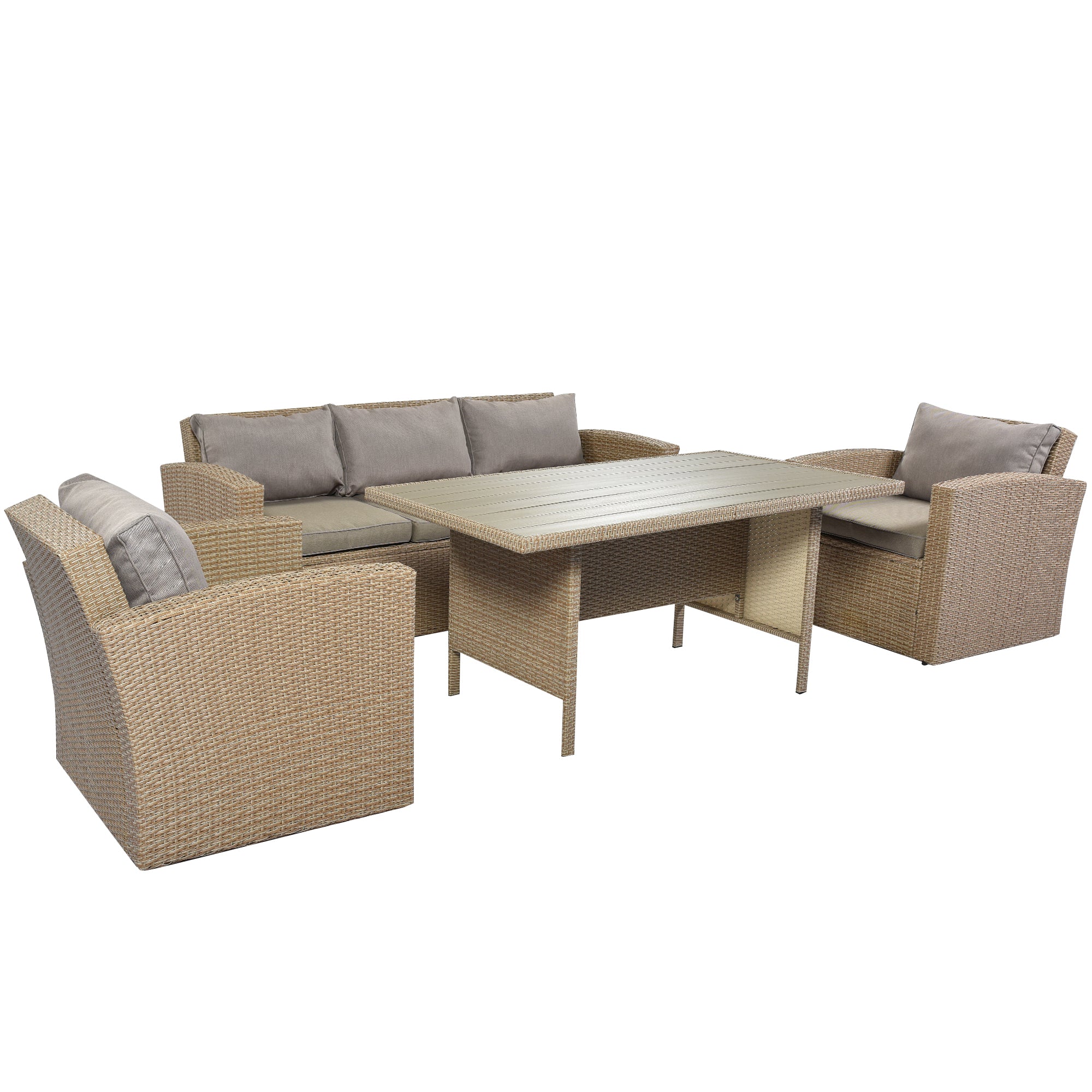 4 Piece Outdoor Rattan Reversible Paito Sofa with Cushions