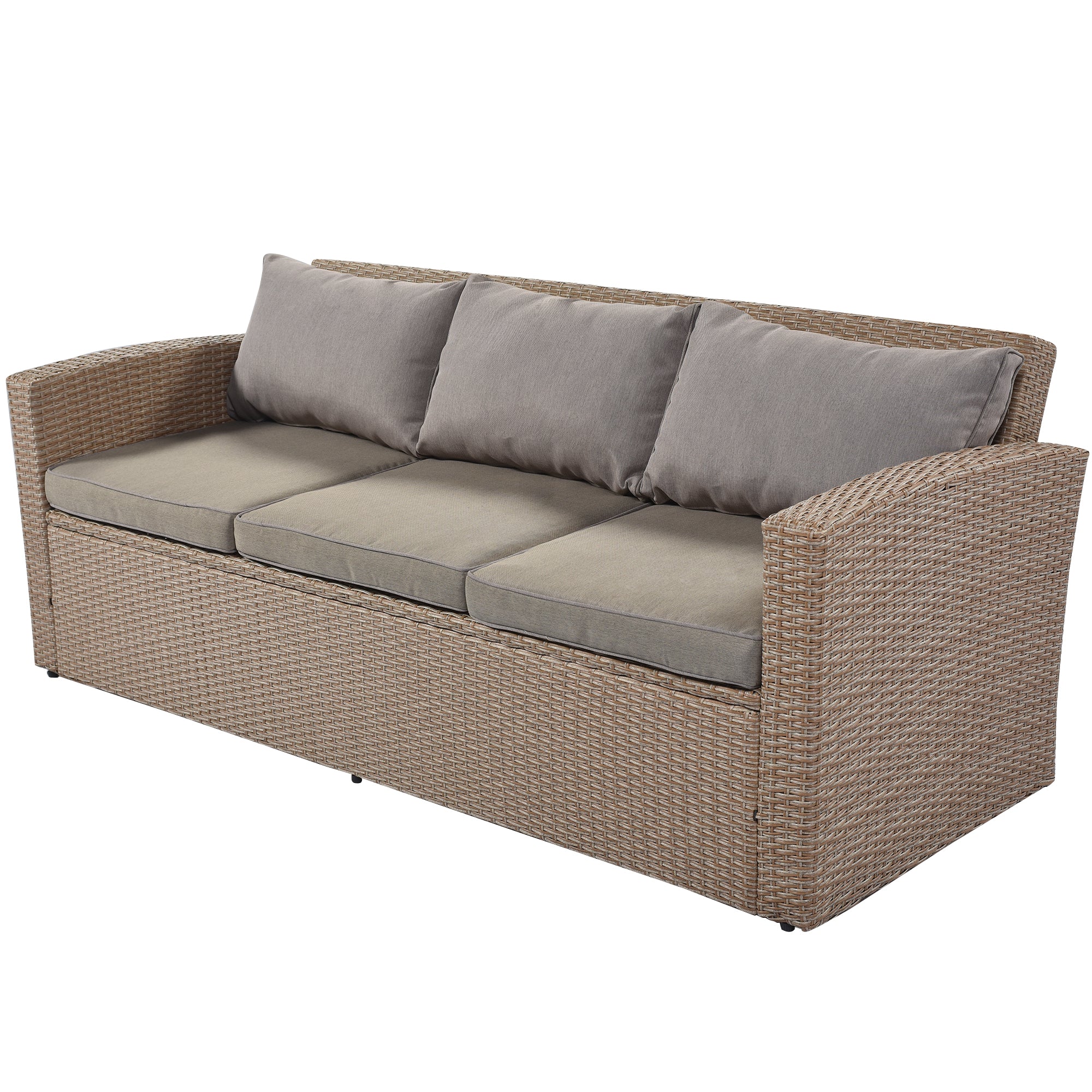 4 Piece Outdoor Rattan Reversible Paito Sofa with Cushions