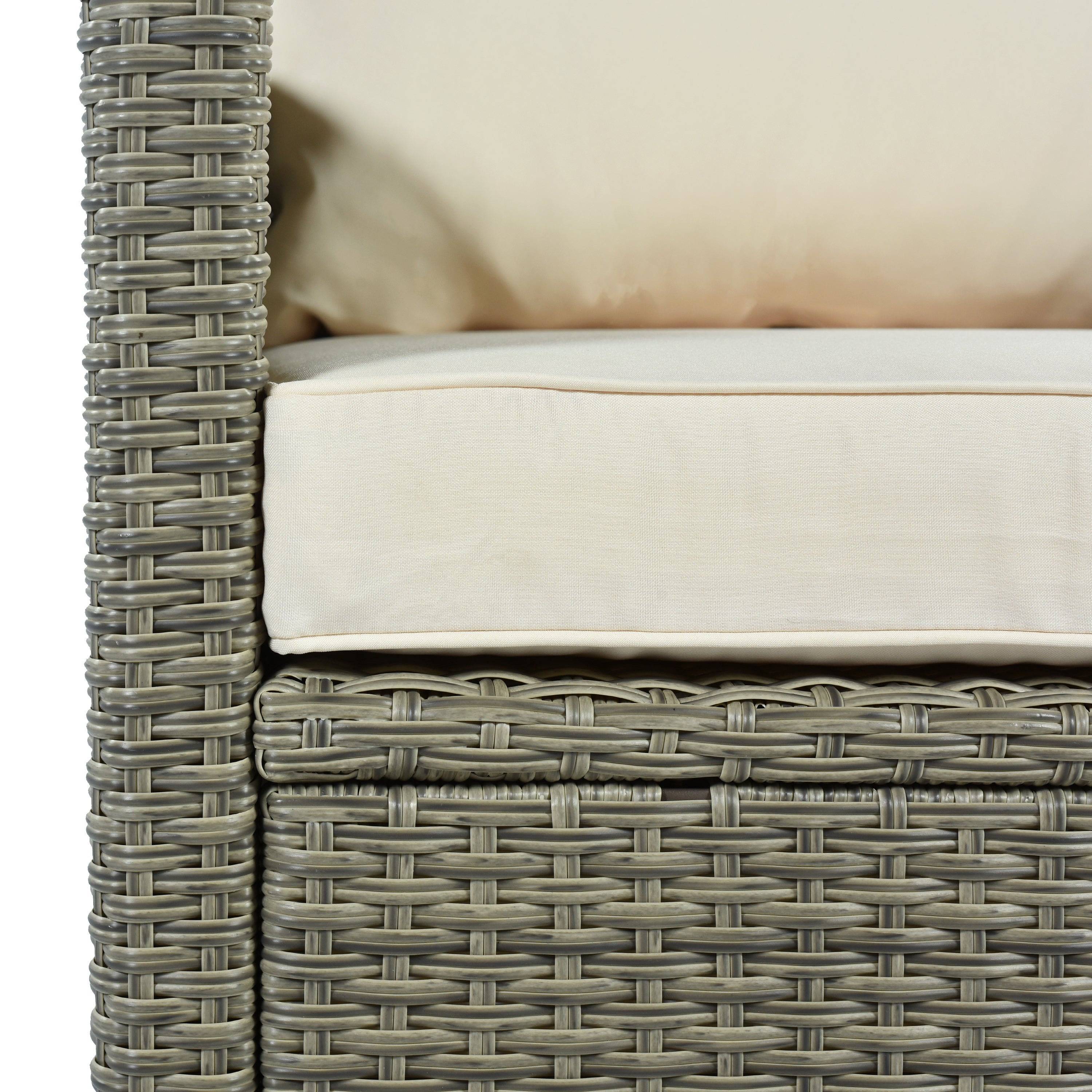 5 Piece Outdoor Rattan Reversible Patio Sofa with Coffee Table,Cushions and Single Chair