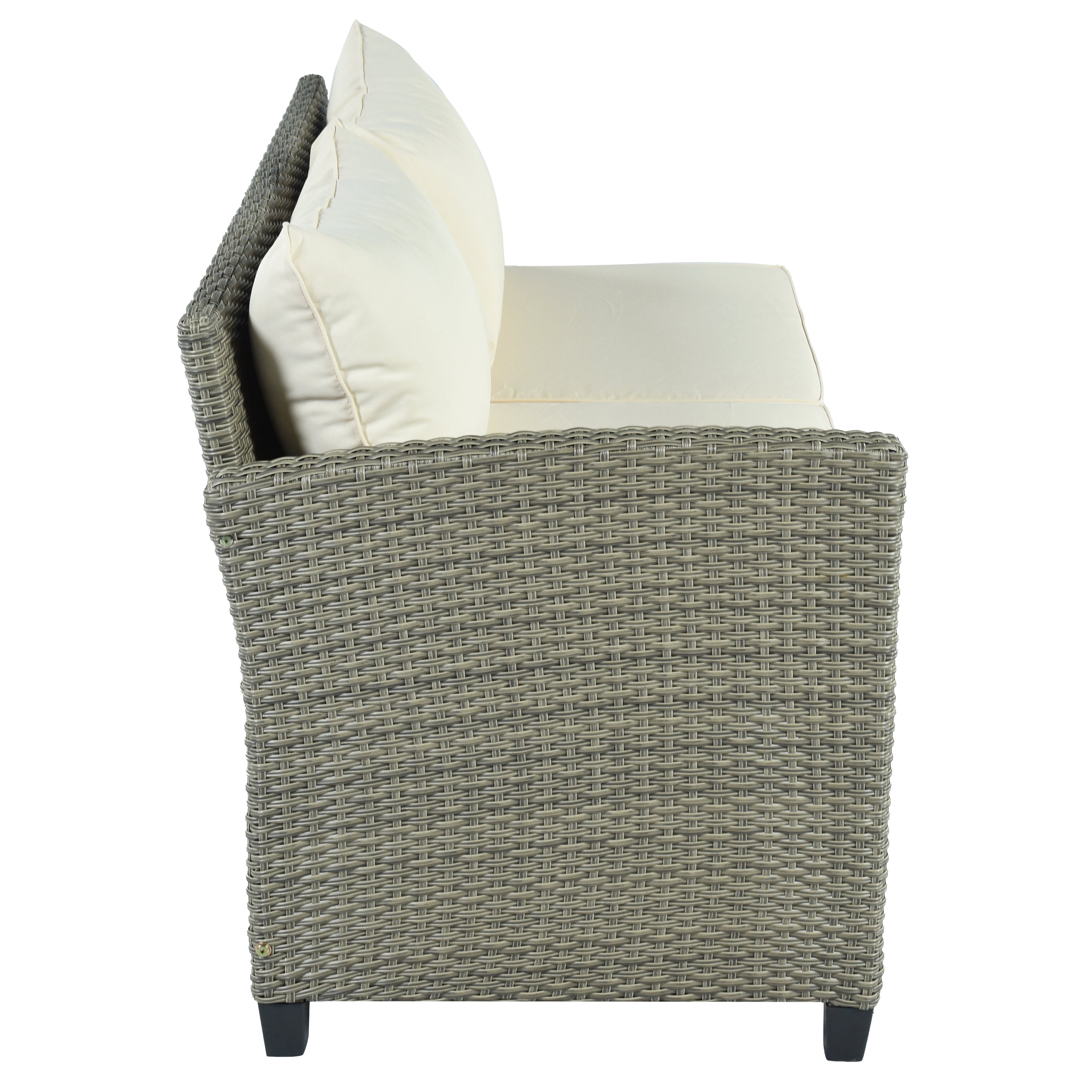 5 Piece Outdoor Rattan Reversible Patio Sofa with Coffee Table,Cushions and Single Chair