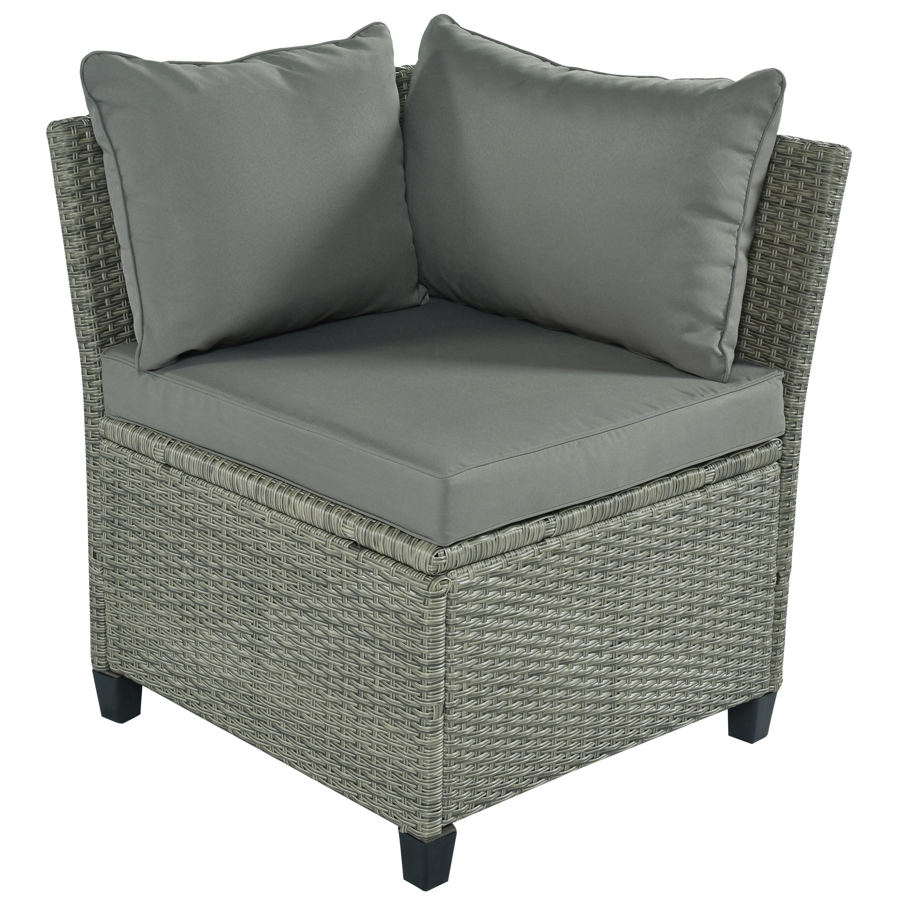 5 Piece Outdoor Rattan Reversible Patio Sofa with Coffee Table,Cushions and Single Chair