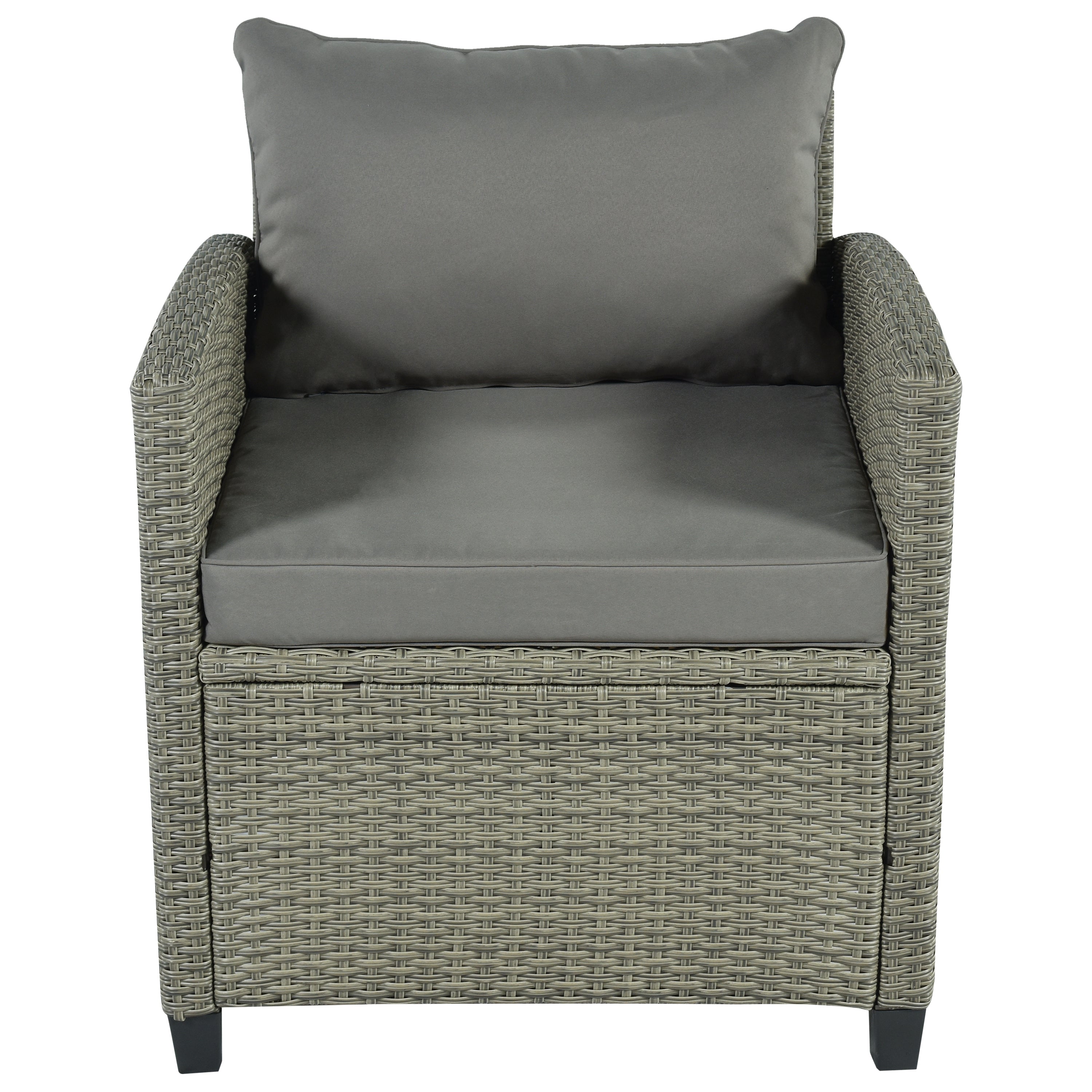 5 Piece Outdoor Rattan Reversible Patio Sofa with Coffee Table,Cushions and Single Chair