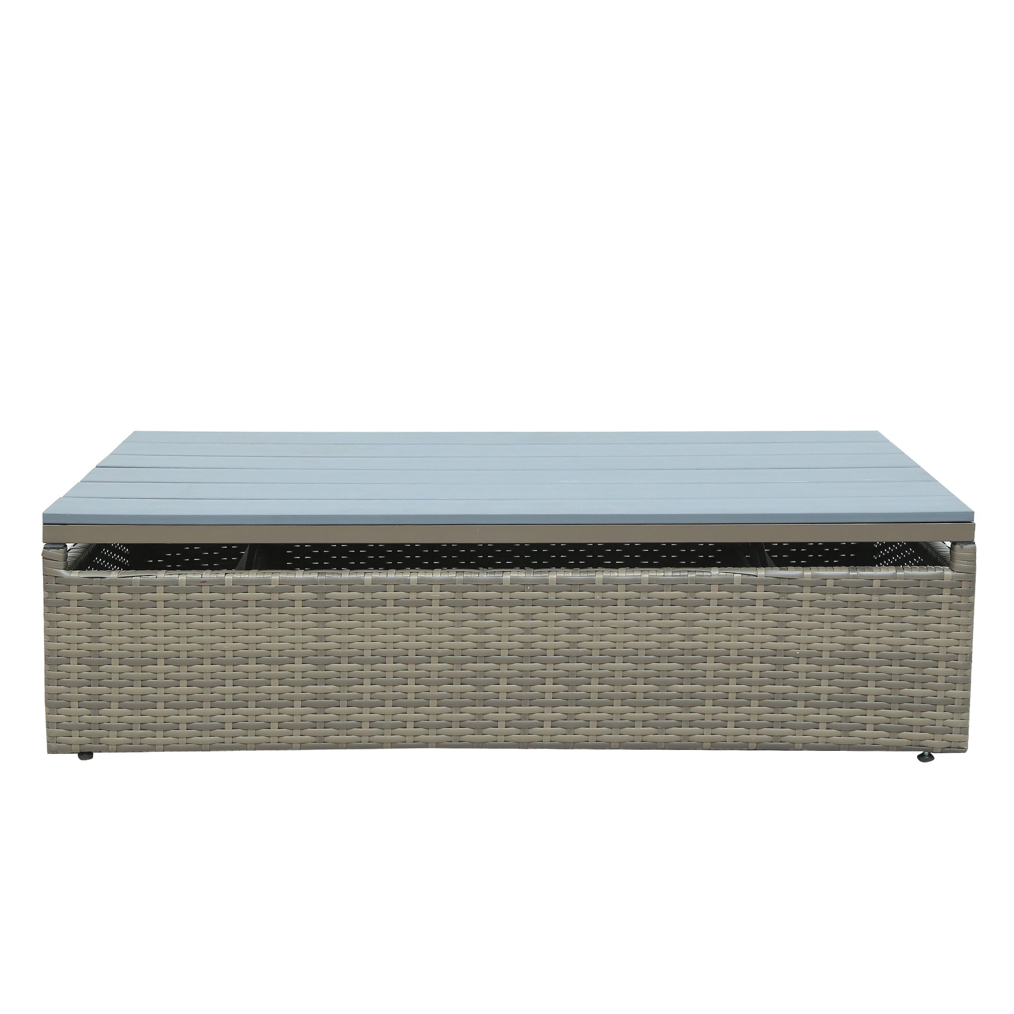 5 Piece Outdoor Rattan Patio Wicker Sofa with Adustable Backrest, Cushions, Ottomans and Lift Top Coffee Table