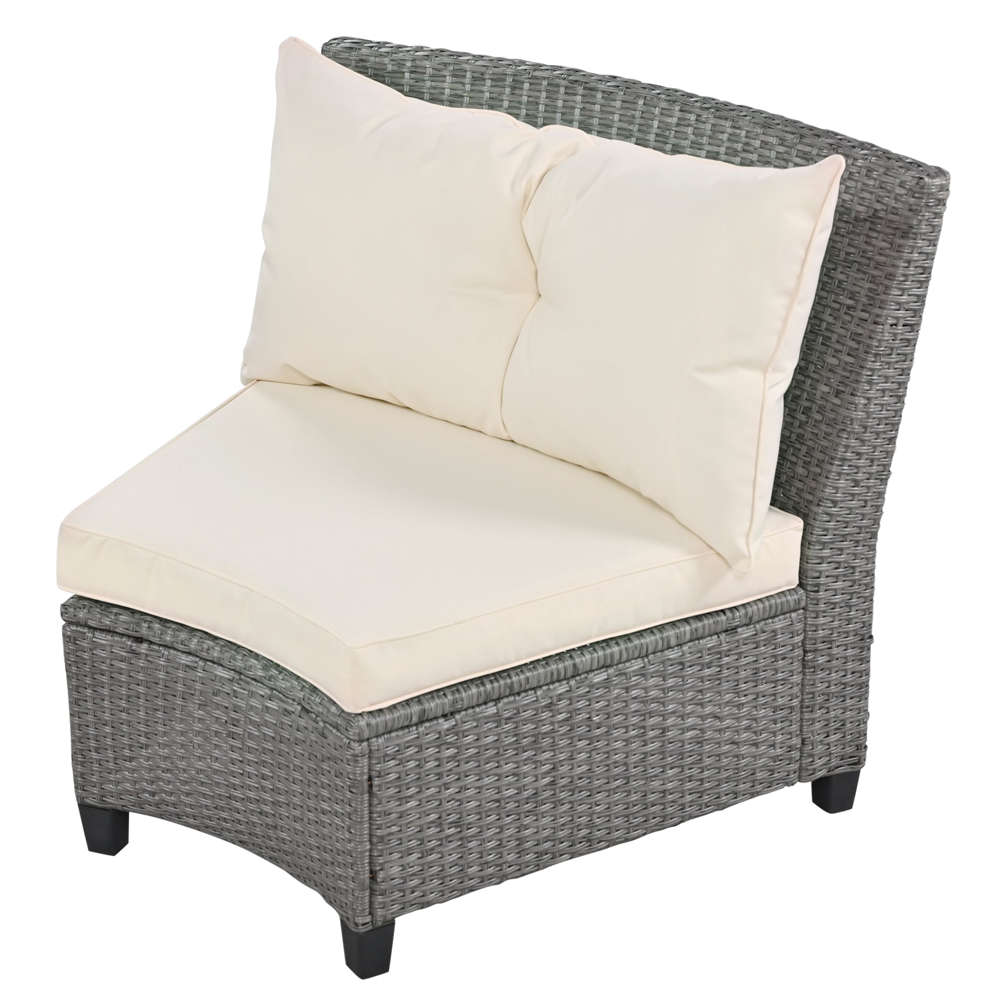 6 Piece Outdoor Fan-shaped Rattan Suit Combination with Cushions and Table