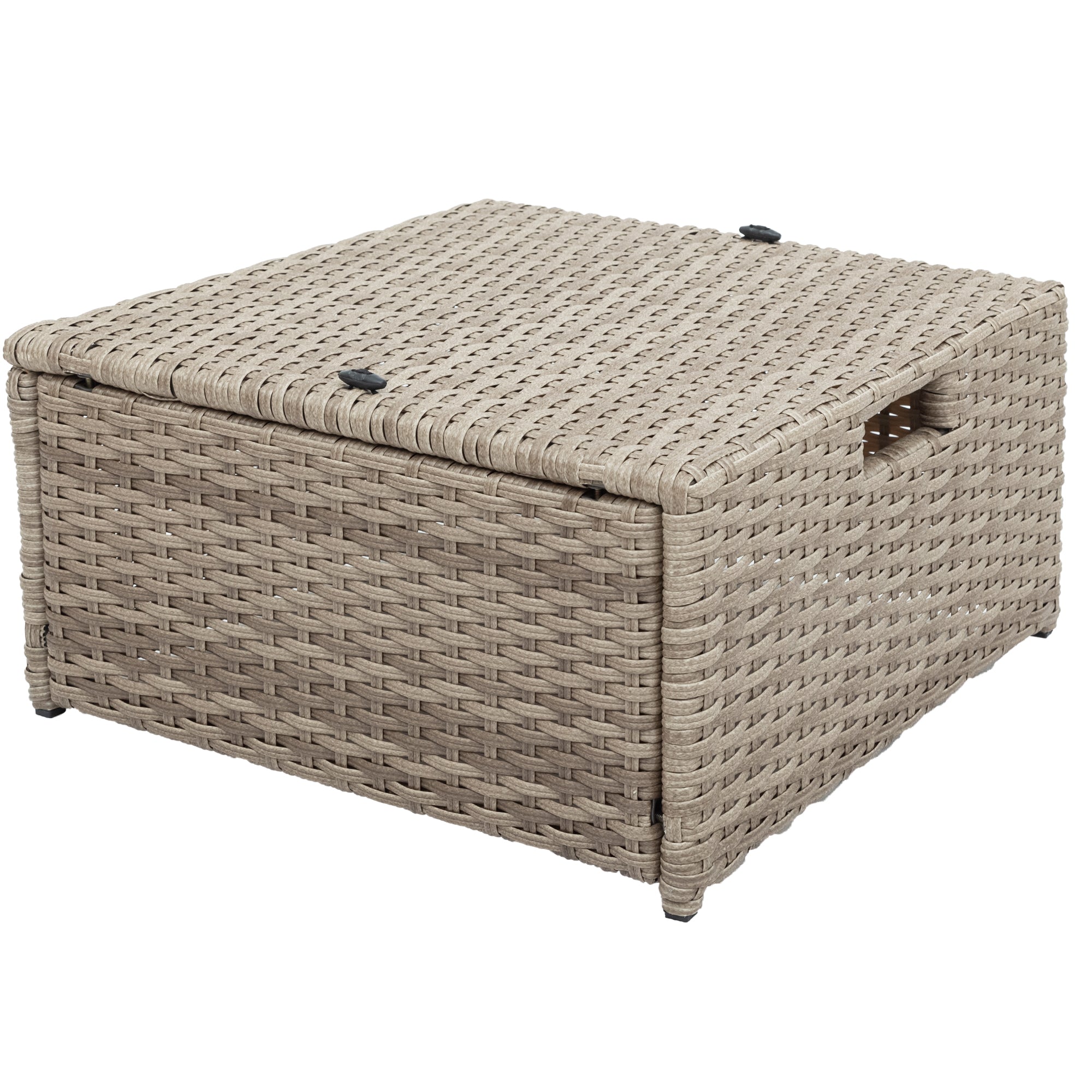 4 Piece Outdoor Rattan Conversation Set All Weather Wicker Sectional Sofa with Ottoman and Cushions