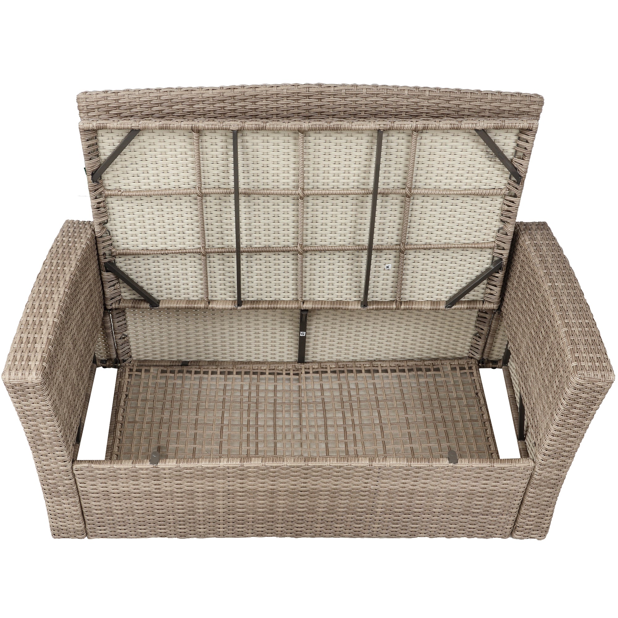 4 Piece Outdoor Rattan Conversation Set All Weather Wicker Sectional Sofa with Ottoman and Cushions