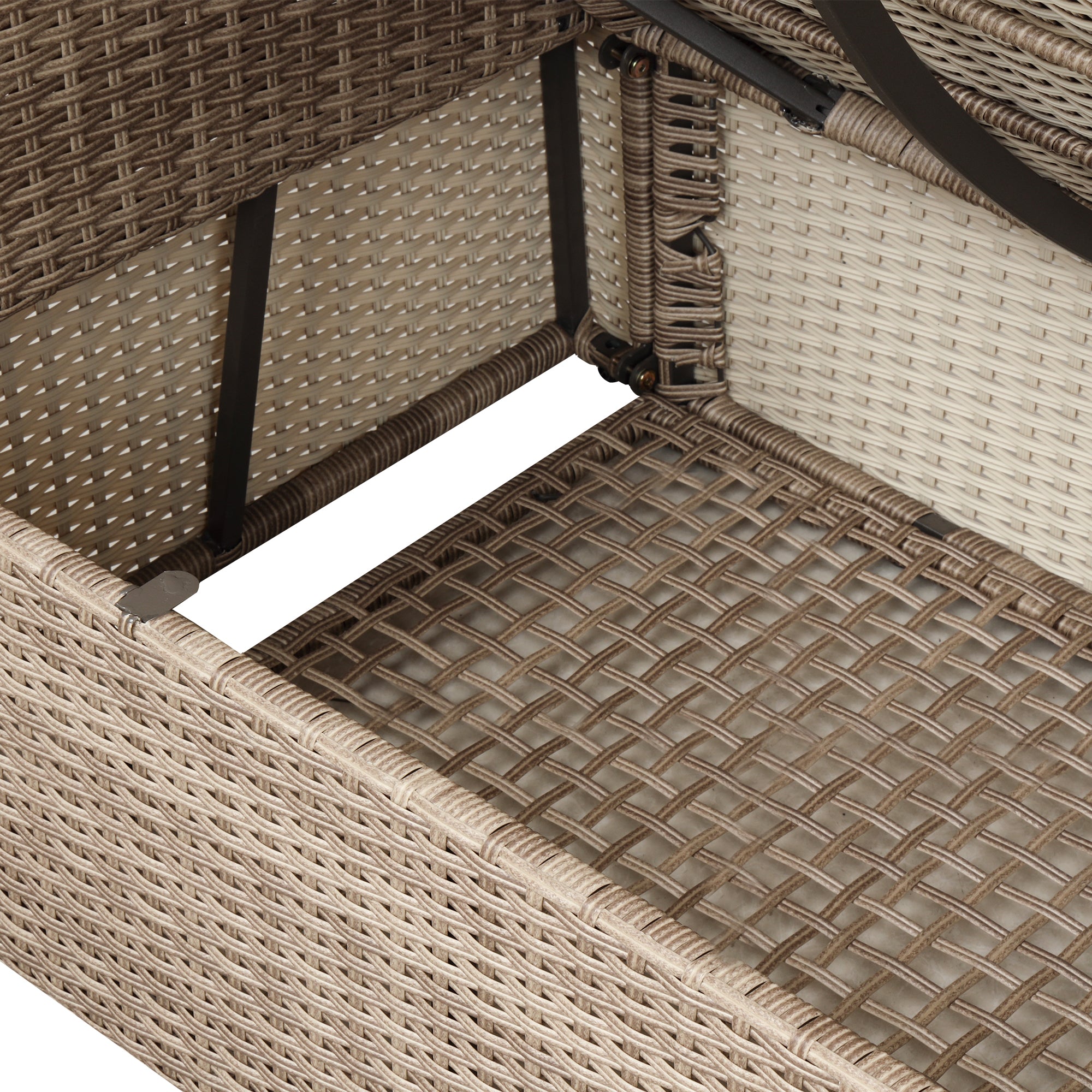4 Piece Outdoor Rattan Conversation Set All Weather Wicker Sectional Sofa with Ottoman and Cushions