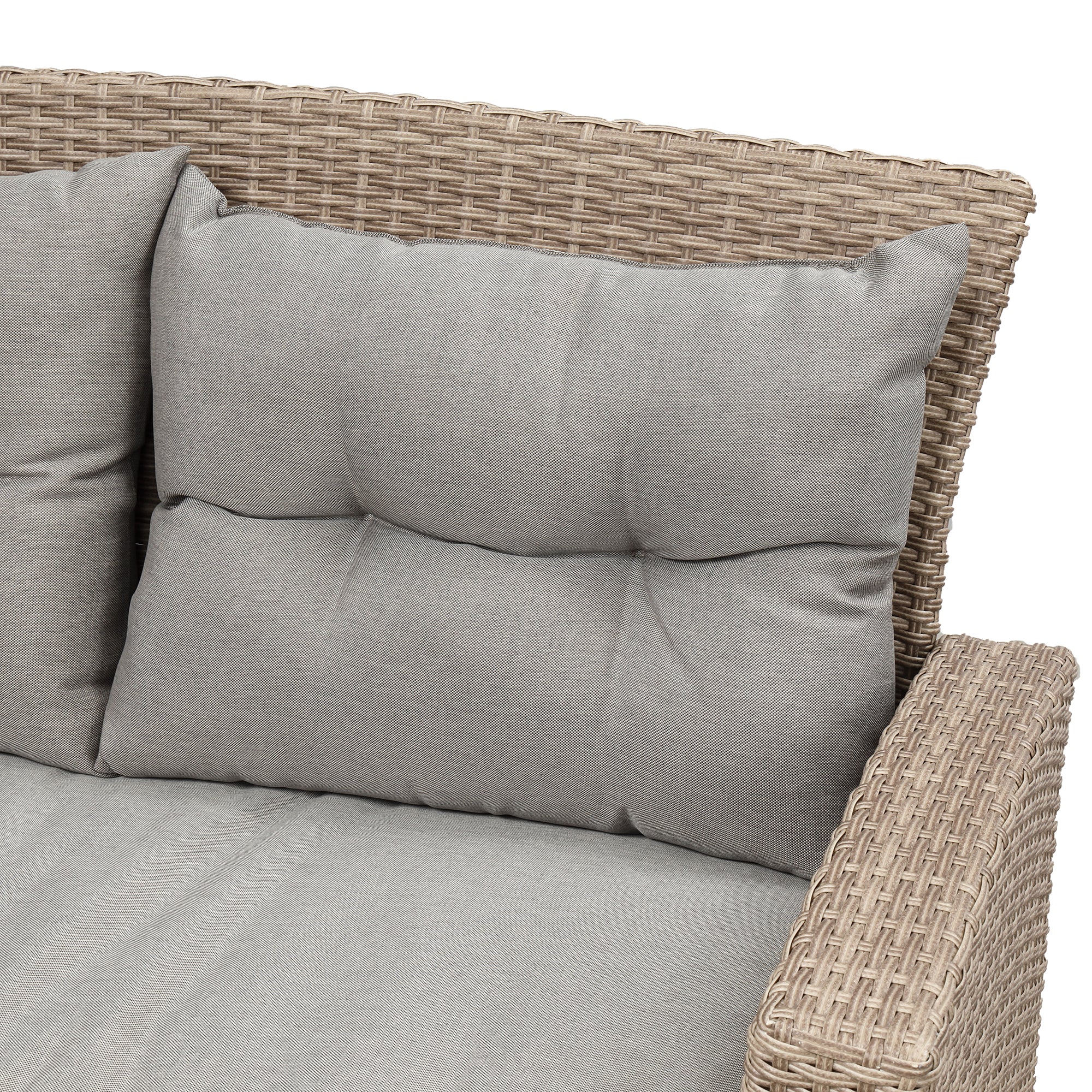 4 Piece Outdoor Rattan Conversation Set All Weather Wicker Sectional Sofa with Ottoman and Cushions