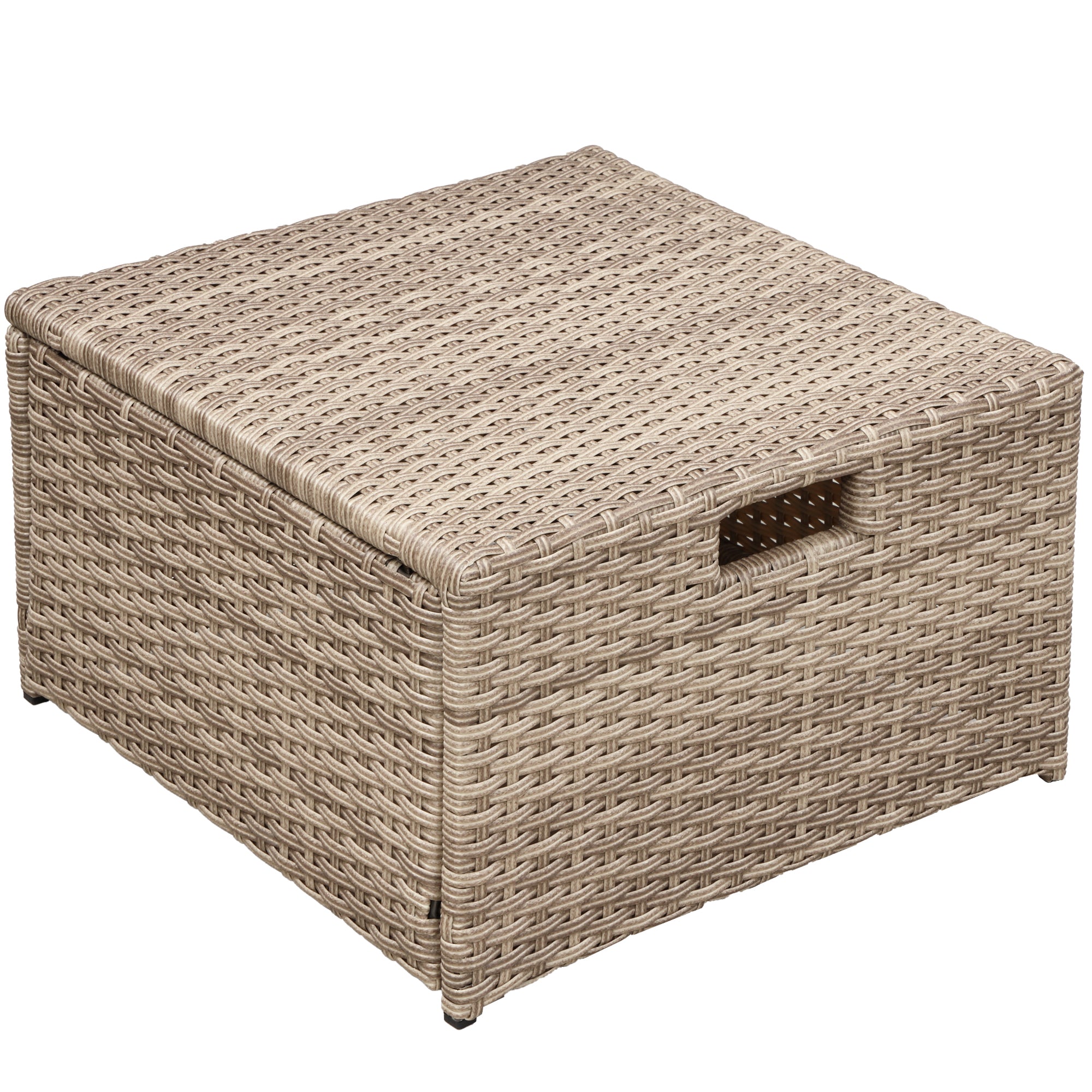 4 Piece Outdoor Rattan Conversation Set All Weather Wicker Sectional Sofa with Ottoman and Cushions