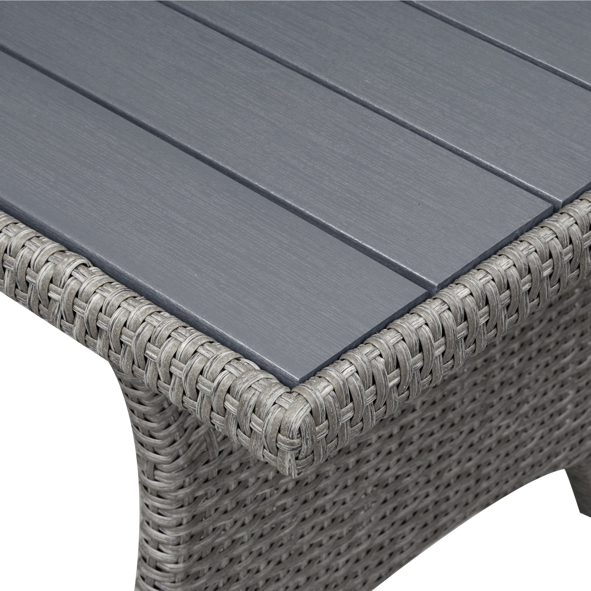 5 Piece Outdoor Rattan Conversation Set, Dining Table Chair with Ottoman and Throw Pillows