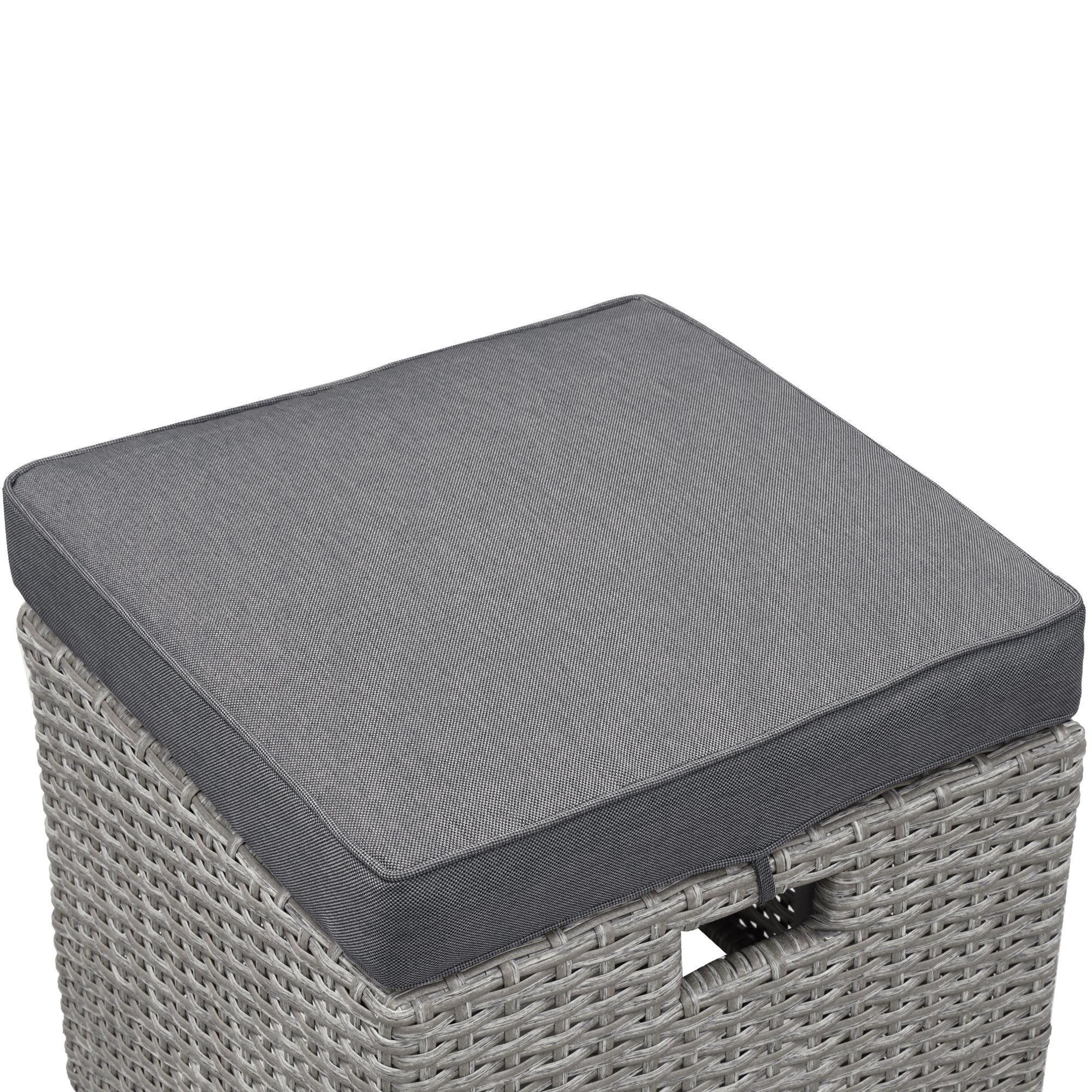 5 Piece Outdoor Rattan Conversation Set, Dining Table Chair with Ottoman and Throw Pillows