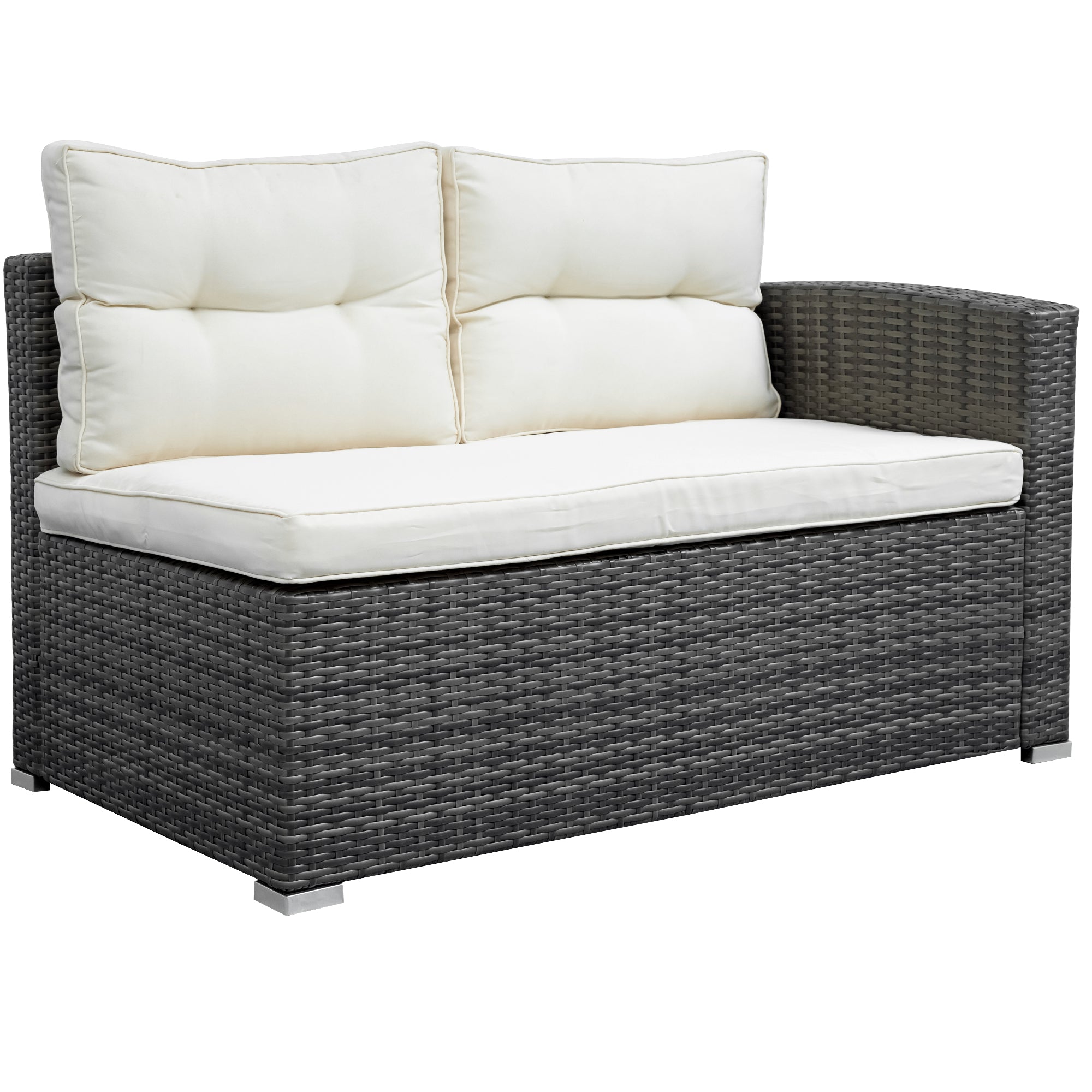 44.8" Outdoor Rattan Furniture Sofa Set with Large Storage Box