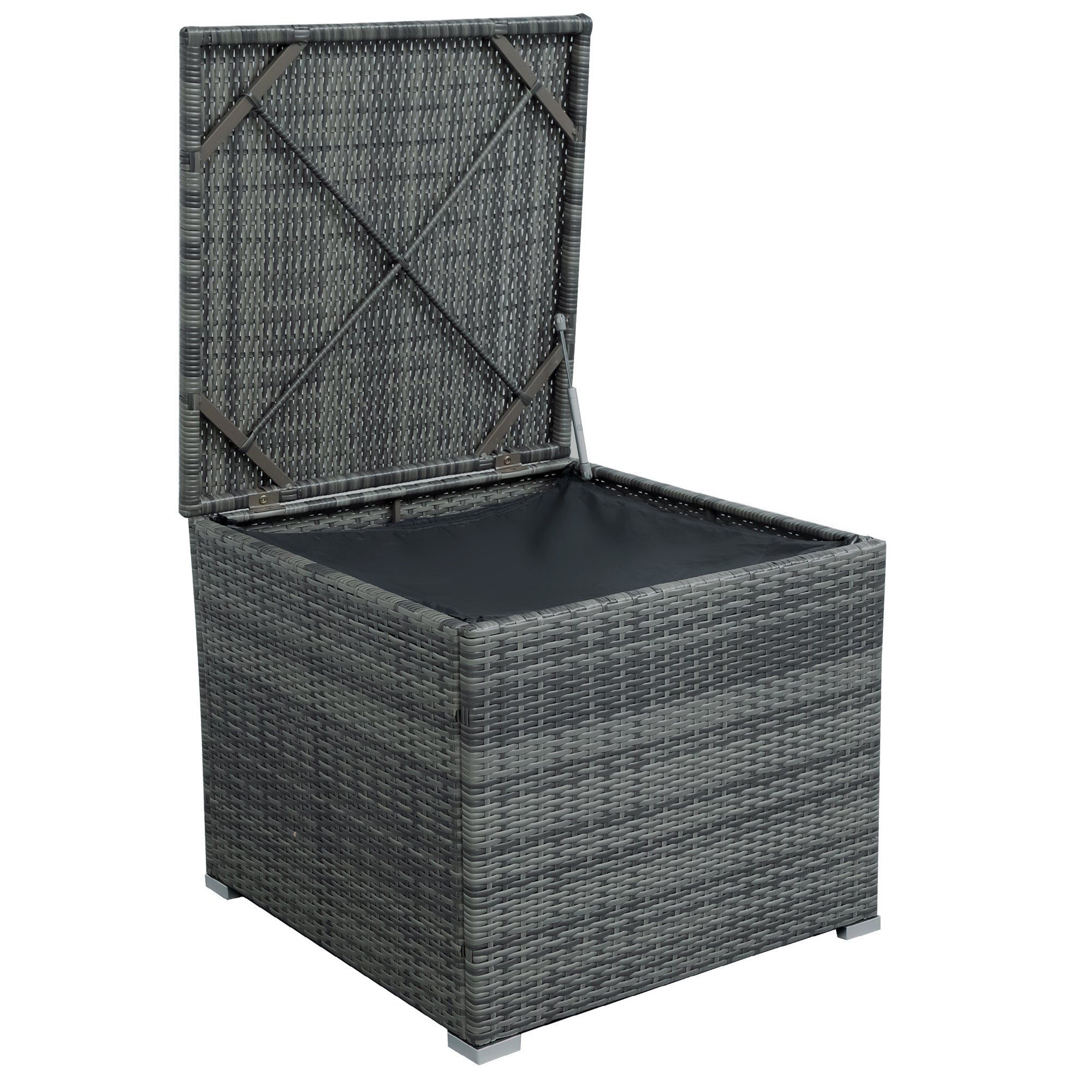 44.8" Outdoor Rattan Furniture Sofa Set with Large Storage Box